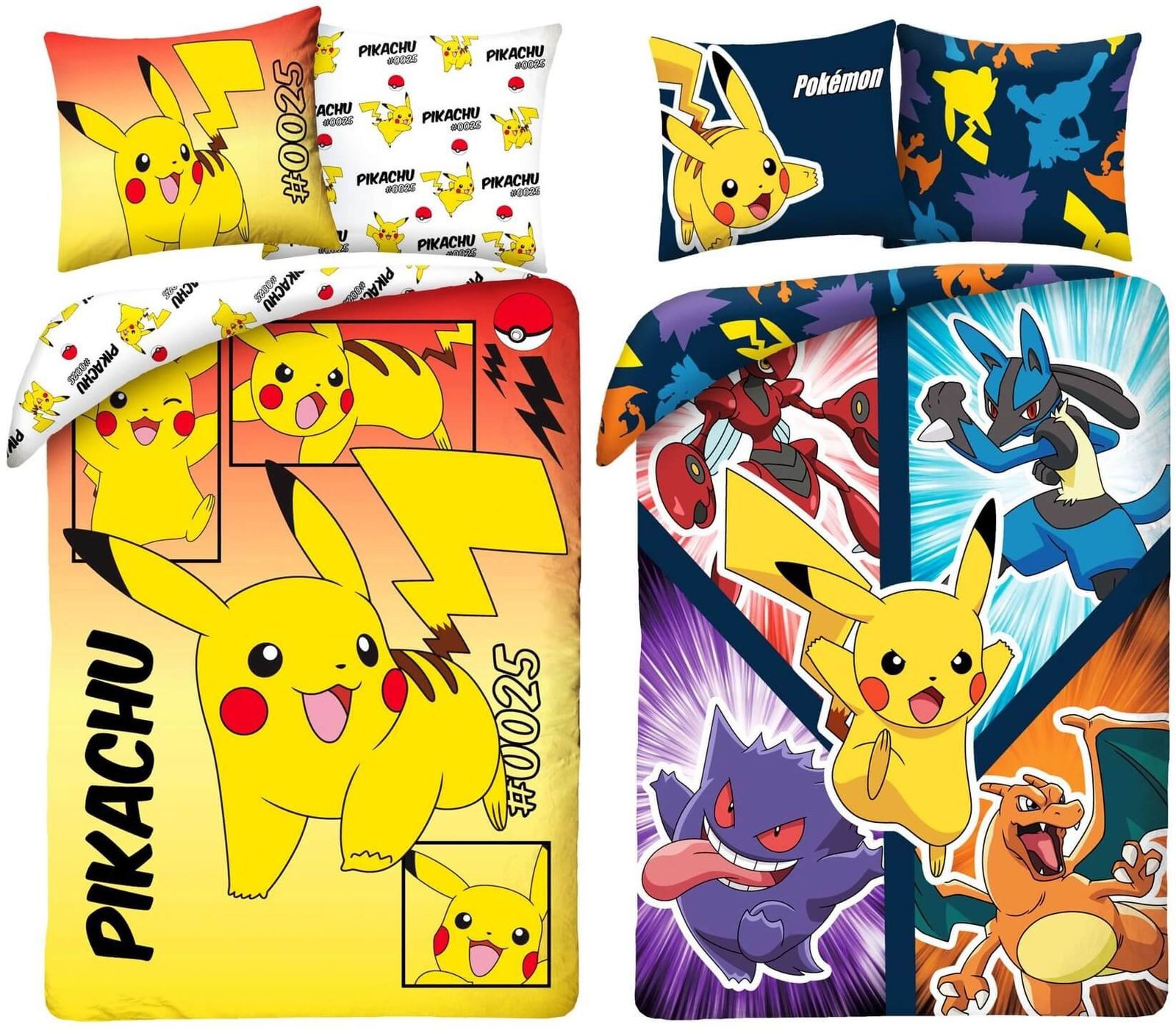 Bettwäsche Pokemon - 2 x Kinder-Bettwäsche-Set für Pikachu Fans, 135x200 & 80x80
