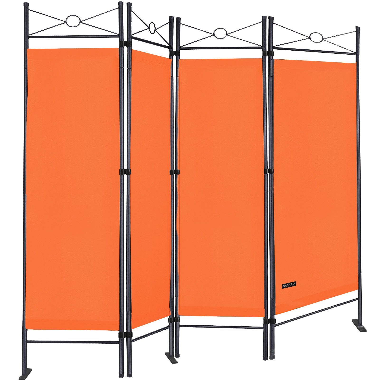 Casaria Paravent Lucca, 180x163cm Verstellbar Faltbar Stabil 4 teilig Indoor Trennwand Orange
