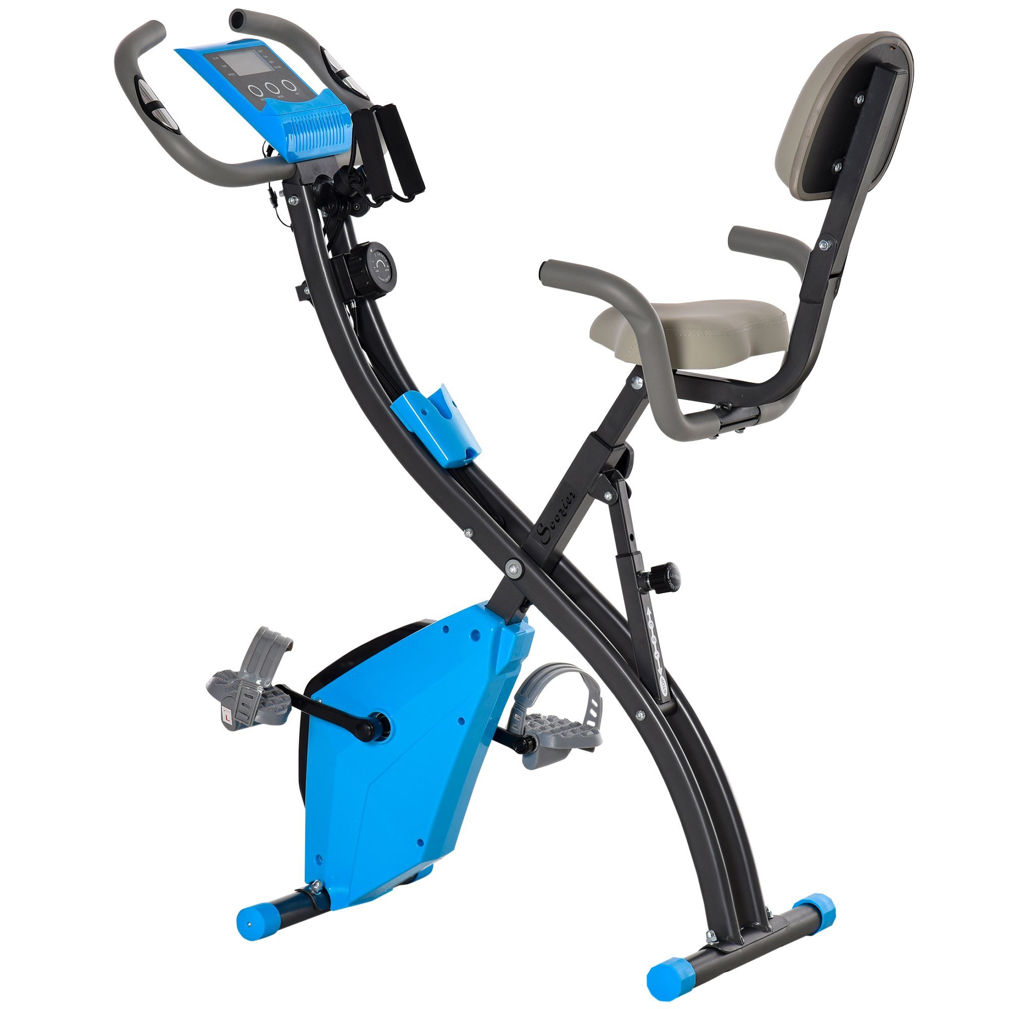 HOMCOM Heimtrainer Fahrradtrainer mit LCD Display blau, grau