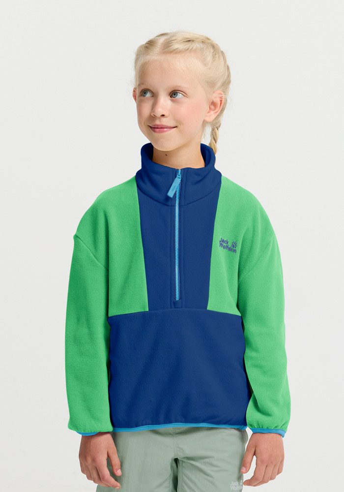 Jack Wolfskin Strickfleece-Pullover COLORBLOCK TAUNUS HZ K mit halbem Frontzipper, wasserabweisend, windabweisend, atmungsaktiv – Bild 3 von 5