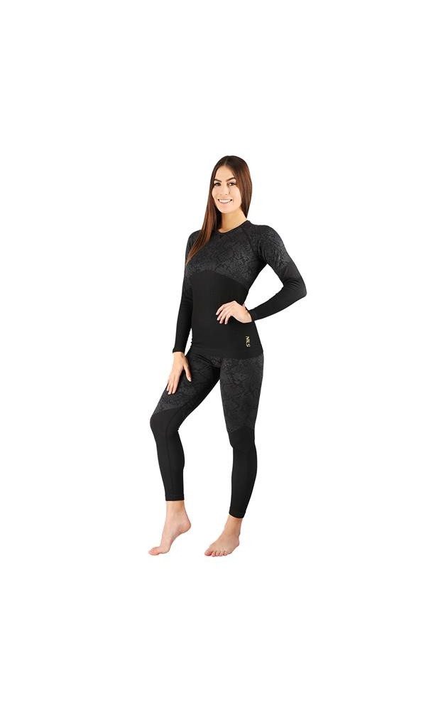 Nils Langarmshirt Funktionsunterwäsche Rosa (Feuchtigkeitstransport, warm) schwarz/grau