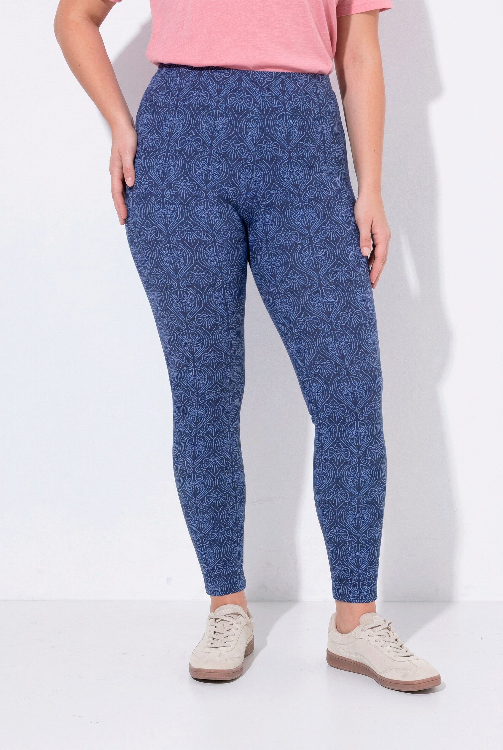 Ulla Popken Leggings Leggings Blüten Elastikbund Stretch Biobaumwolle
