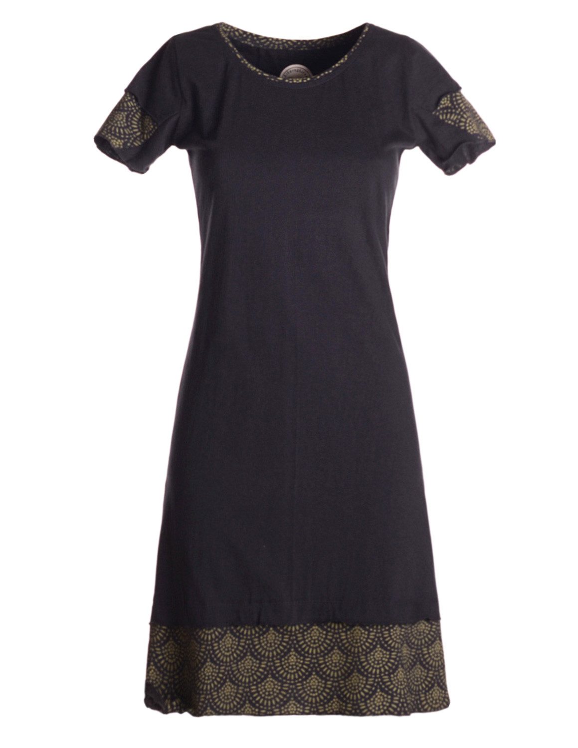 Vishes Jerseykleid Kurzarm Kleid Damen Lagendesign Bedruckt Baumwolle Jersey Alternative Mode, Boho, Hippie, Ethno, Festival