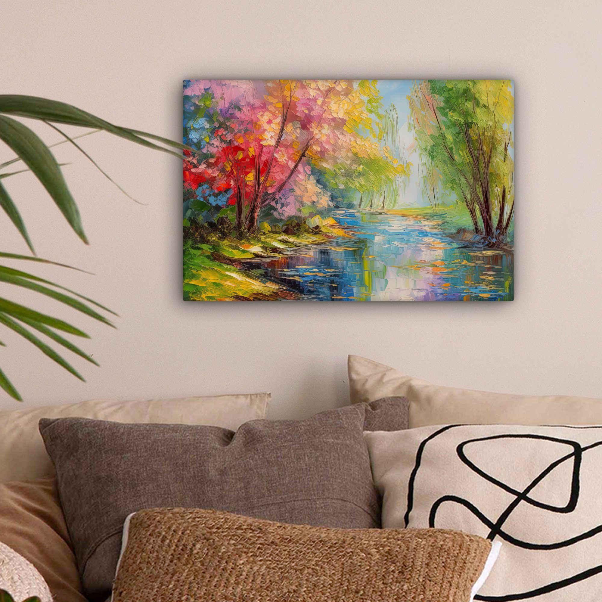 OneMillionCanvasses® Leinwandbild Ölfarbe - Landschaft - Natur - Farbenfroh günstig online kaufen