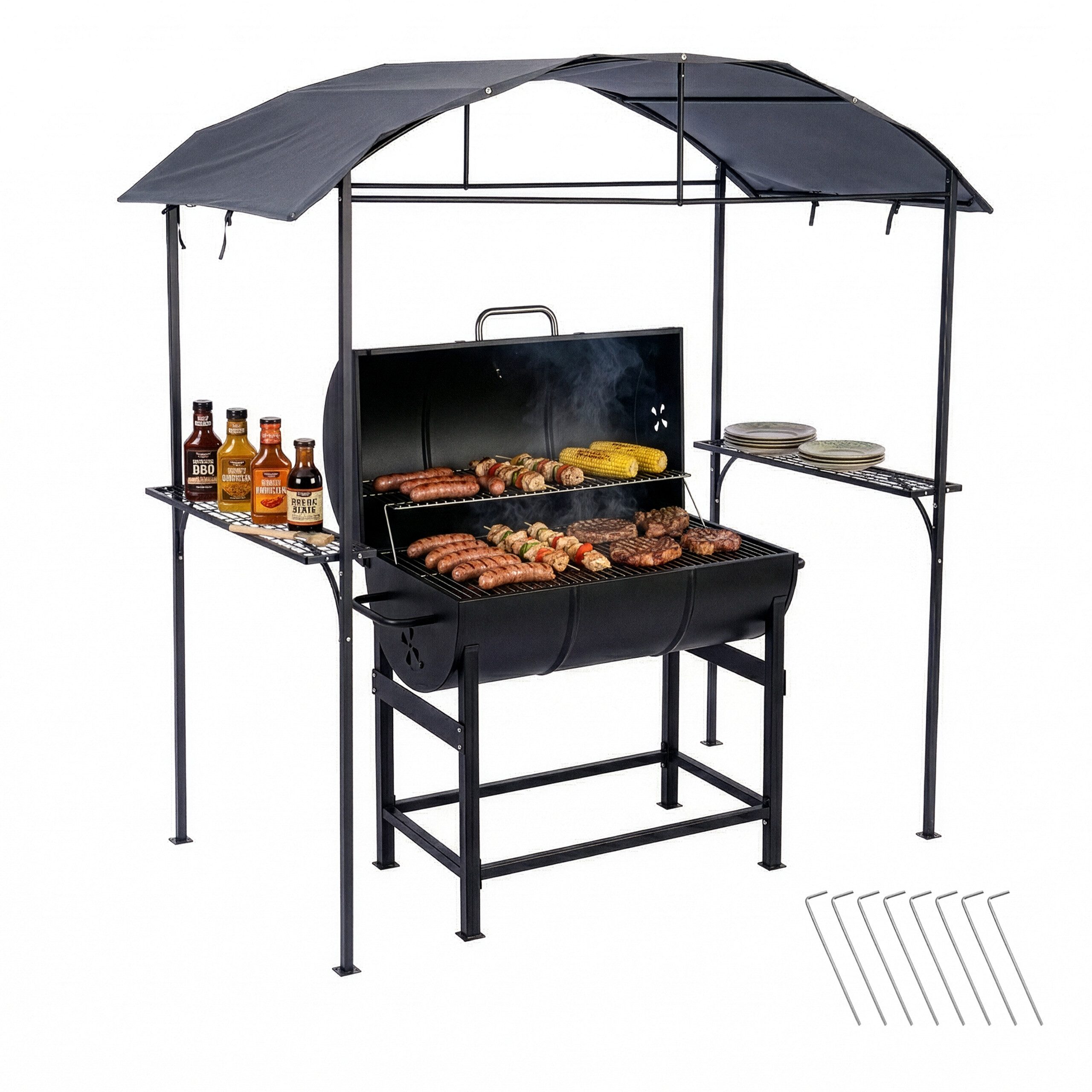 relaxdays Grillpavillon Grill Pavillon aus Metall, A