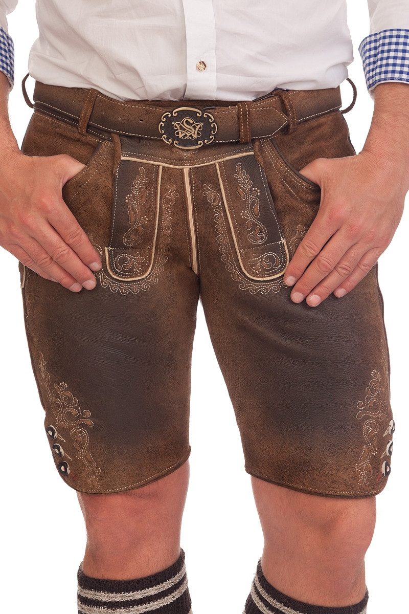 Spieth & Wensky Trachtenlederhose Lederhose Herren kurz - ALEX - walnuss