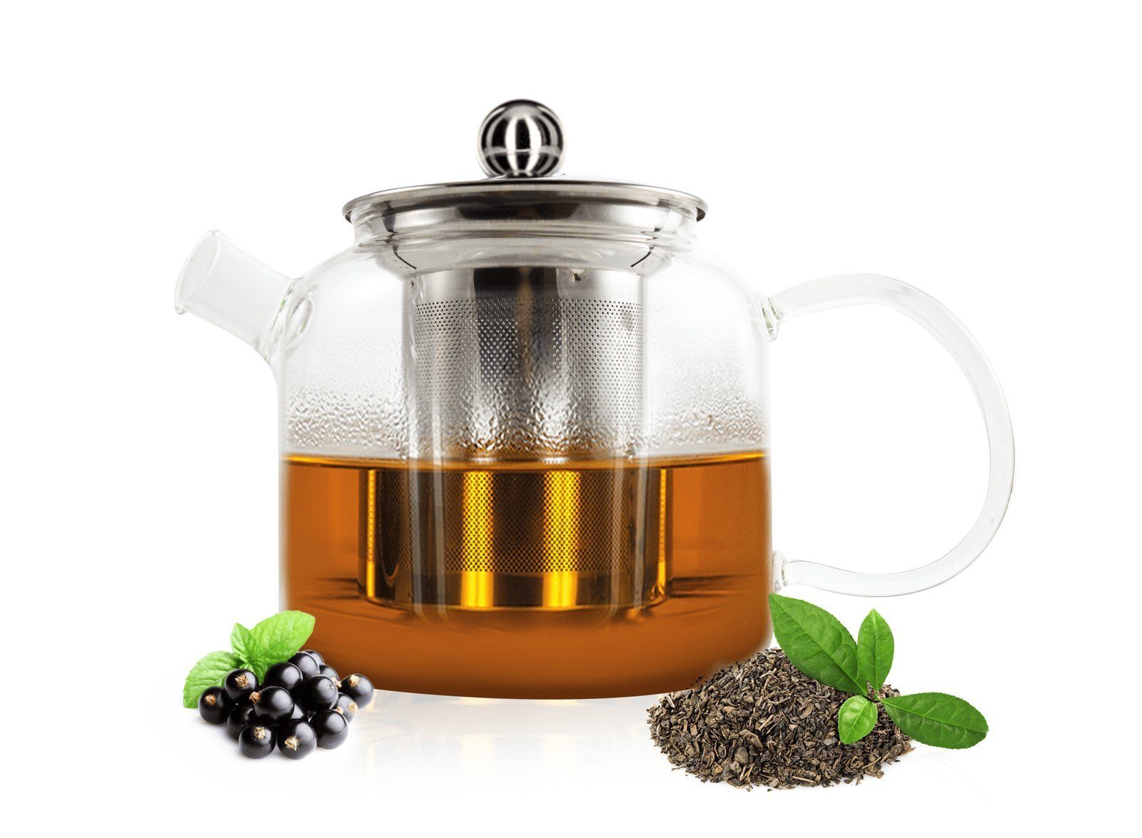 Sendez Teekanne Teekanne mit Edelstahlfilter Teebereiter Glaskanne Kanne Teesieb Tee Teefilter