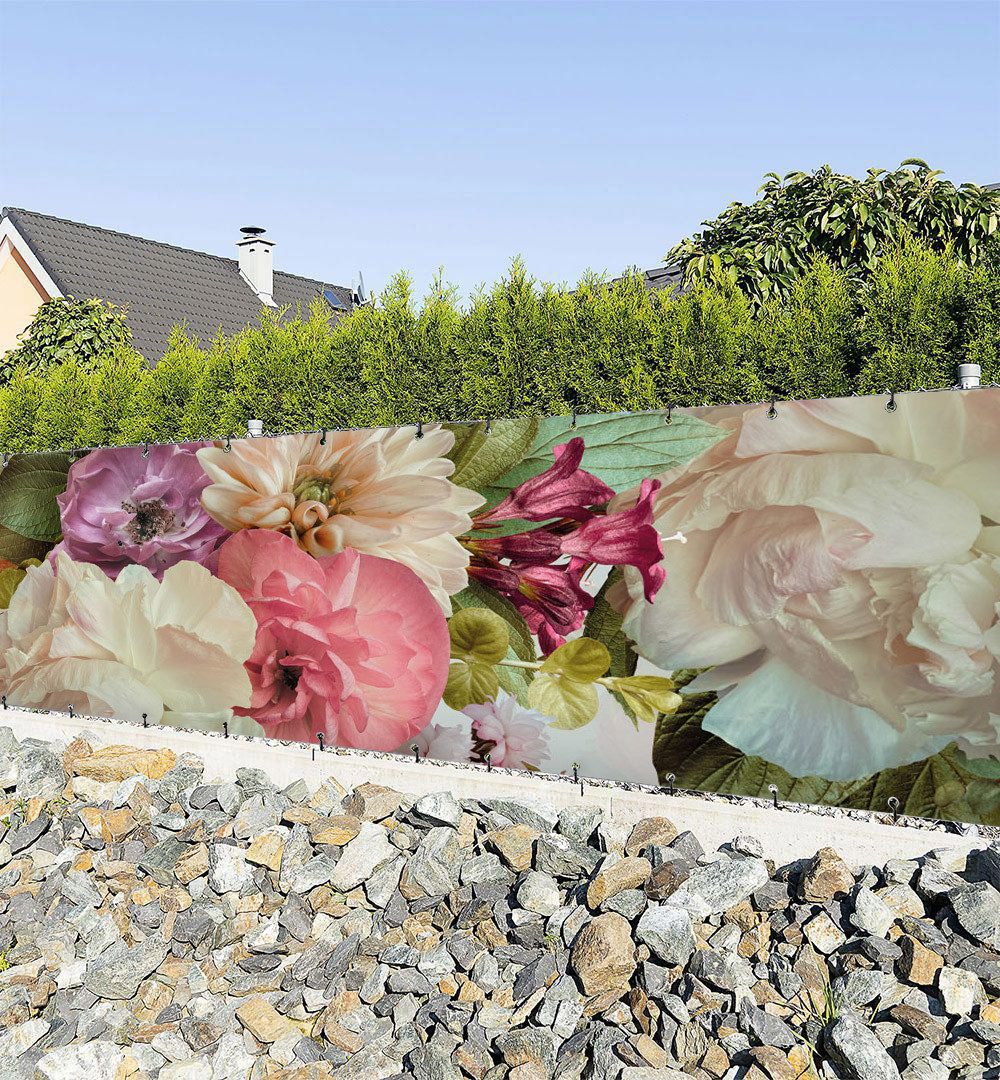 MyMaxxi Sichtschutzzaunmatten Zaunbanner Farbenfroher Blumenstrauß hell Sichtschutz Garten Zaun, (Farbenfroher Blumenstrauß hell)