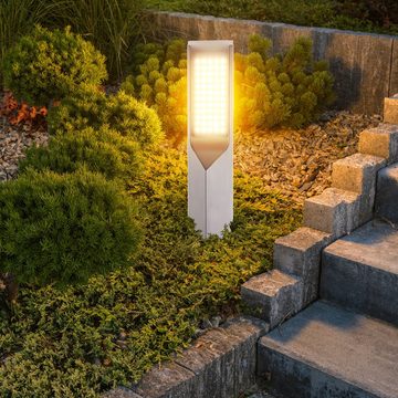 Globo LED Außen-Stehlampe, LED-Leuchtmittel fest verbaut, Warmweiß, Sockelleuchte Edelstahl Außenlampe Stehleuchte Gartenlampe Wegeleuchte