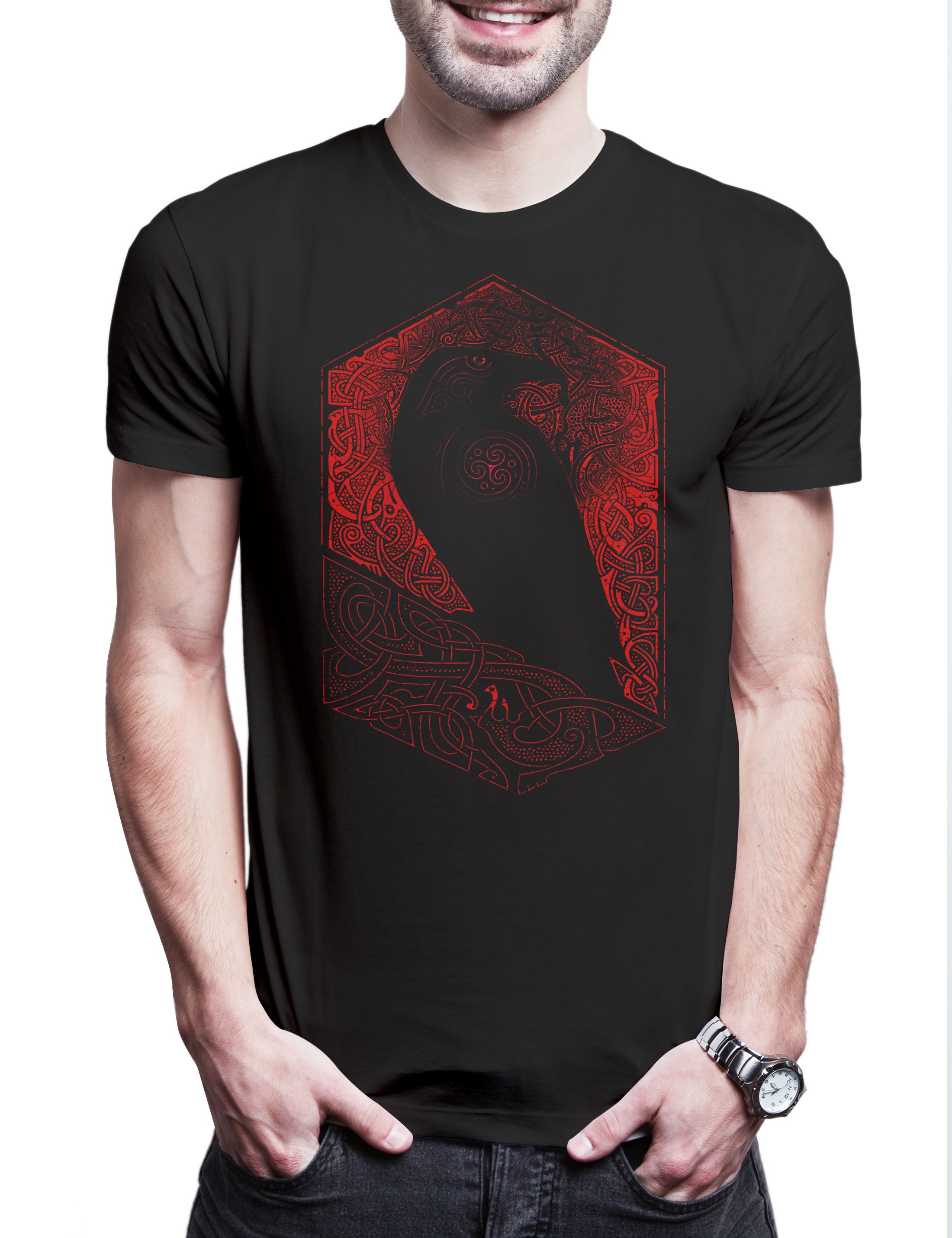 Print-Shirt Norse Raven B Herren T-Shirt Raben Raven Hugin Munin Wikinger Tyr