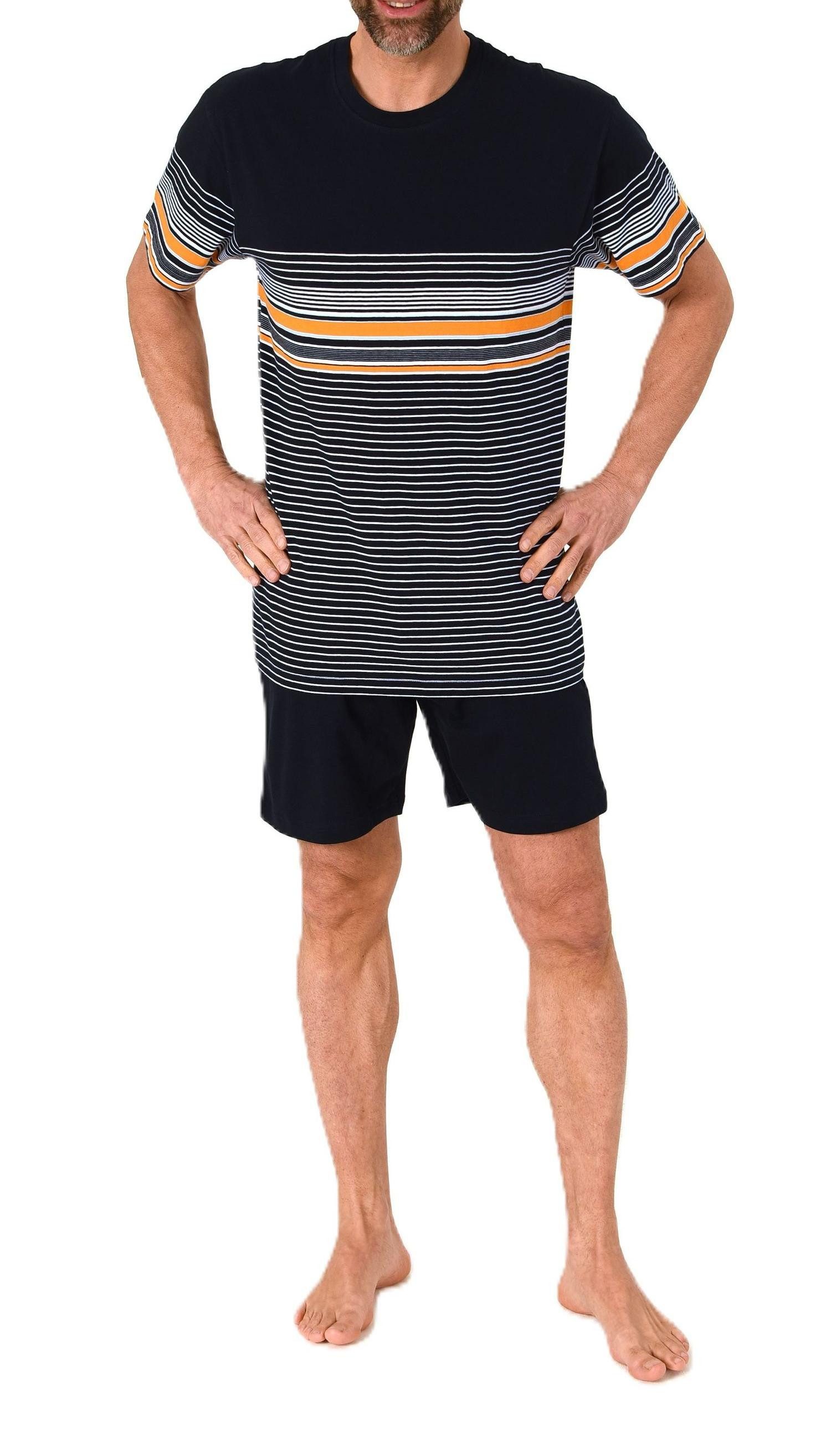 Normann Pyjama Normann Herren kurzarm Schlafanzug Shorty in eleganter Strei günstig online kaufen