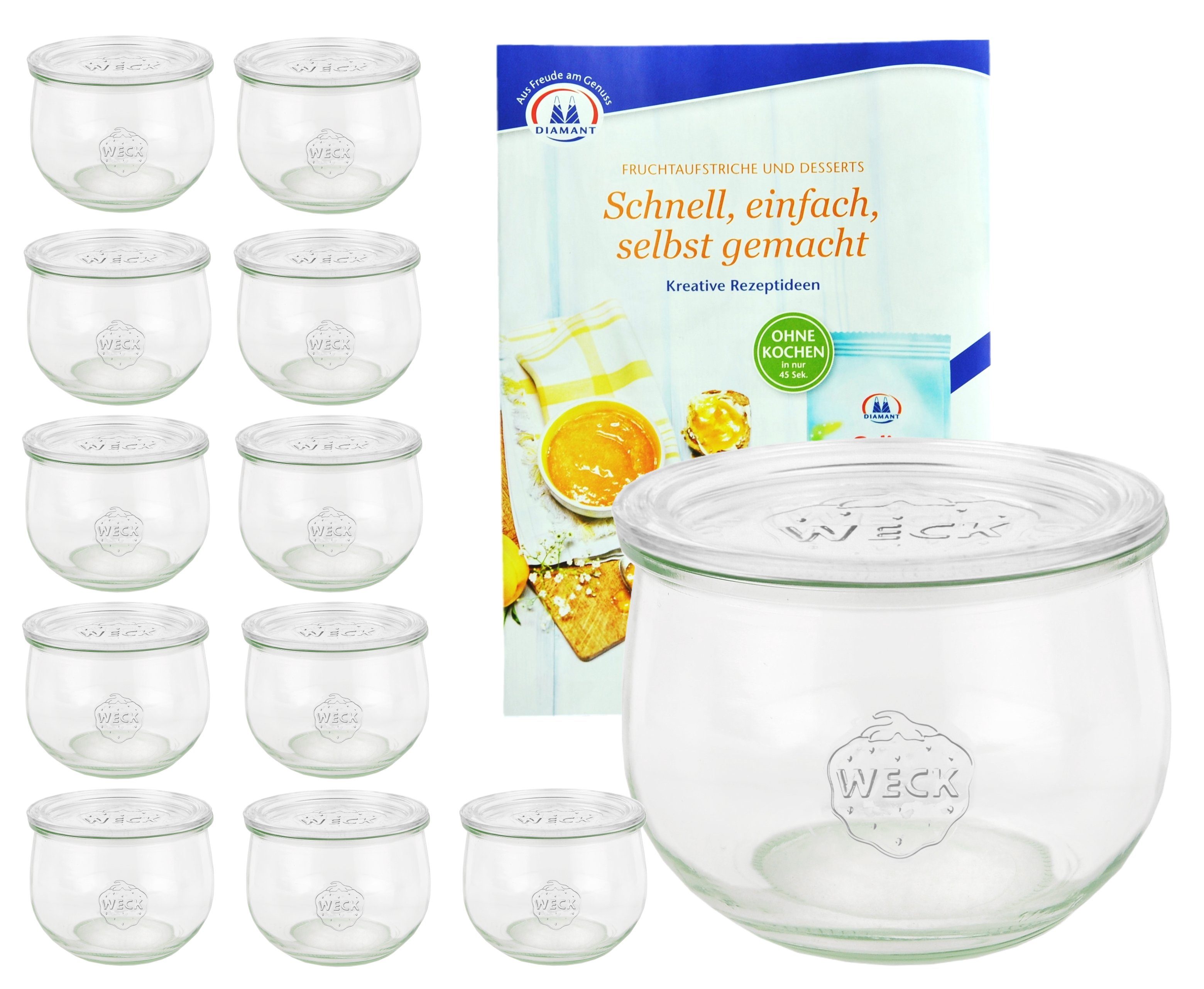 Einmachglas 12er Set Weck Gläser 580ml Tulpengläser 1/2L mit 12 Glasdeckeln
