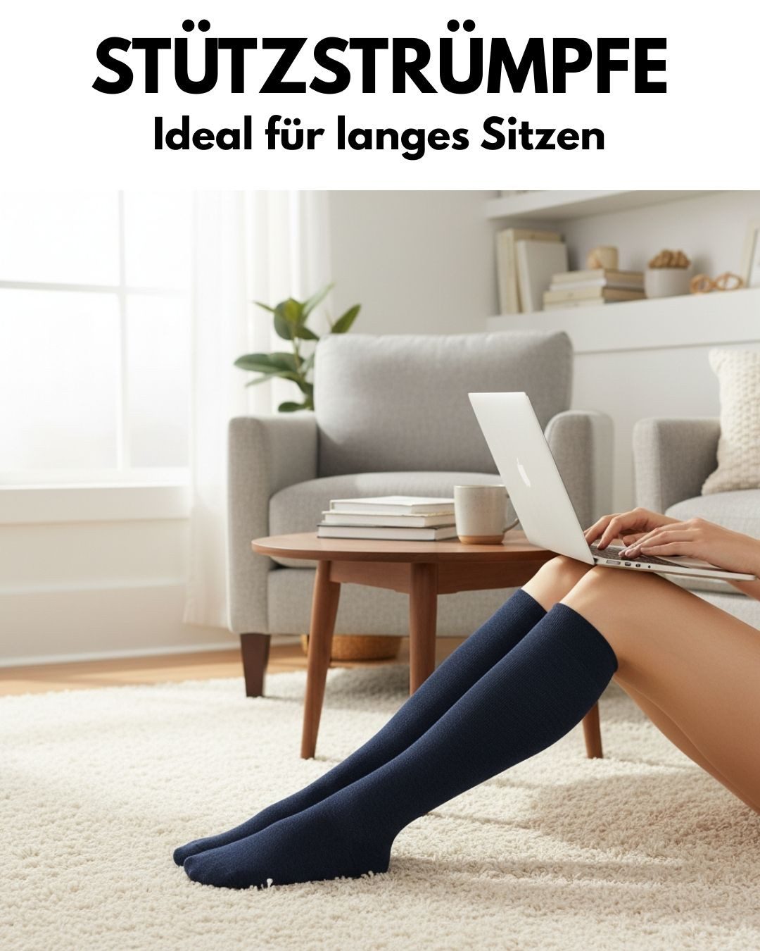 sockenkauf24 Stützkniestrümpfe Kompressionsstrümpfe Reisestrümpfe Stützstrümpfe mit Kompression (Jeans, 2-Paar, 39-42) aus Baumwolle für Damen & Herren mit Komfortbund