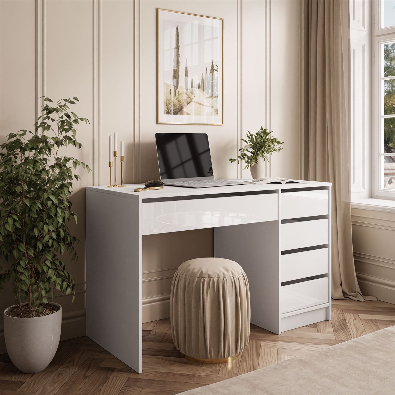 Lookway Schminktisch MADA GLOSS Schreibtisch mit Schubladen und Hochglanz F günstig online kaufen