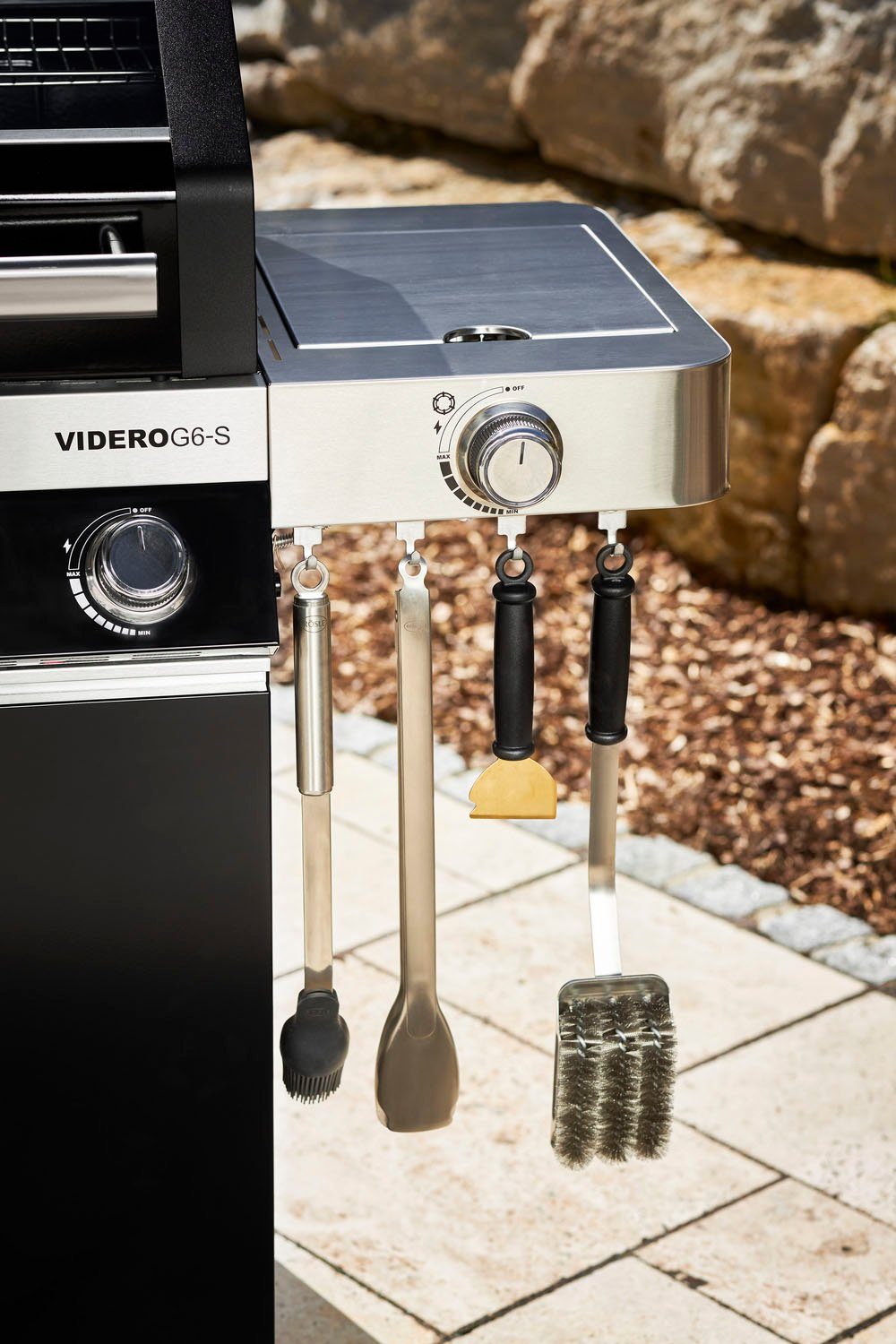 RÖSLE Universalschaber ScrapX, 25393 mit zweiseitiger Messingklinge, Reinigung Brennkammer und Glasscheibe