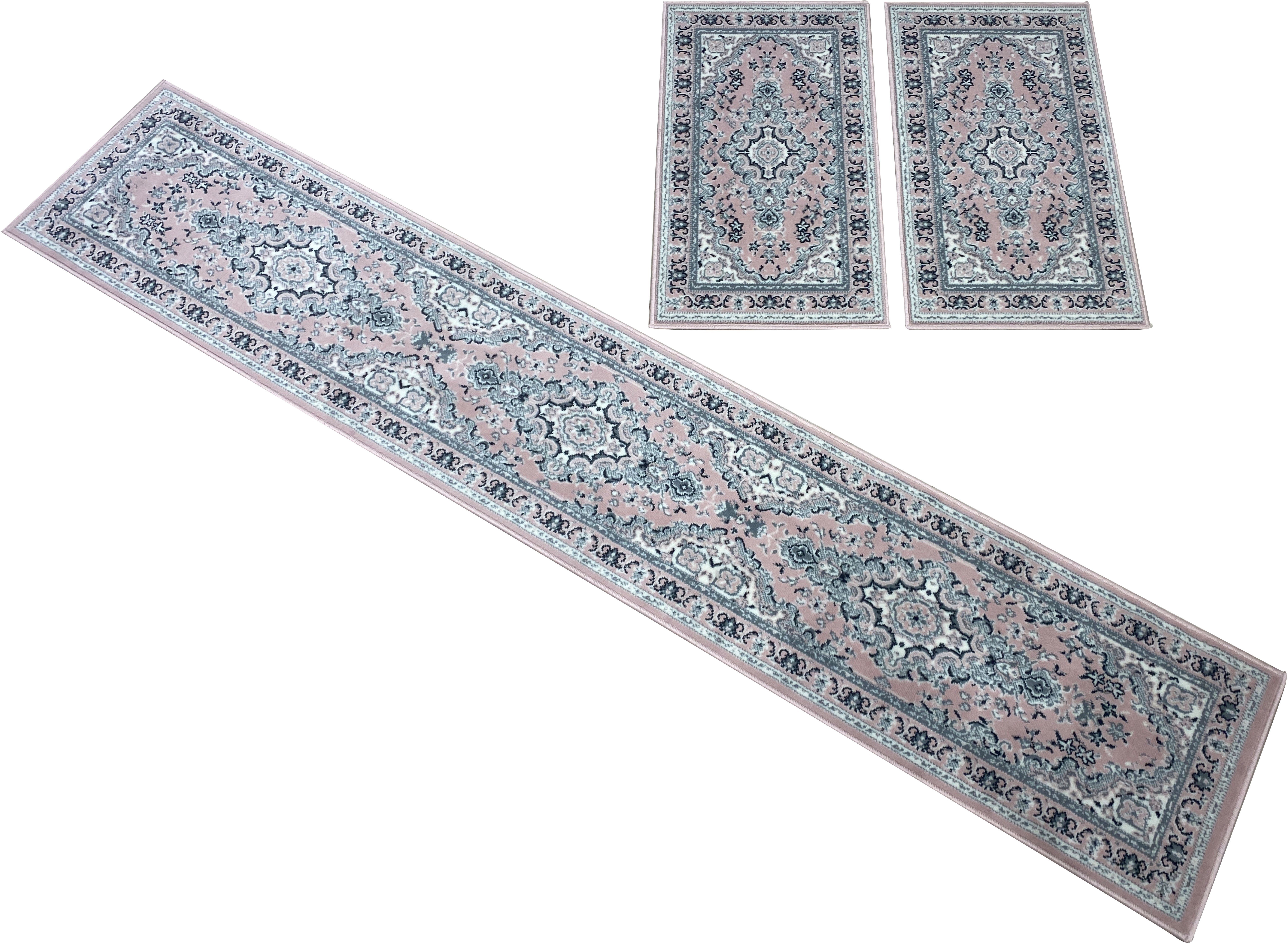 Kurzflor, (3-tlg), elegant Höhe Läufer-Set, 7 rosa pflegeleicht, Home Bordüre, Oriental Orient-Optik, mm, affaire, Bettumrandung mit