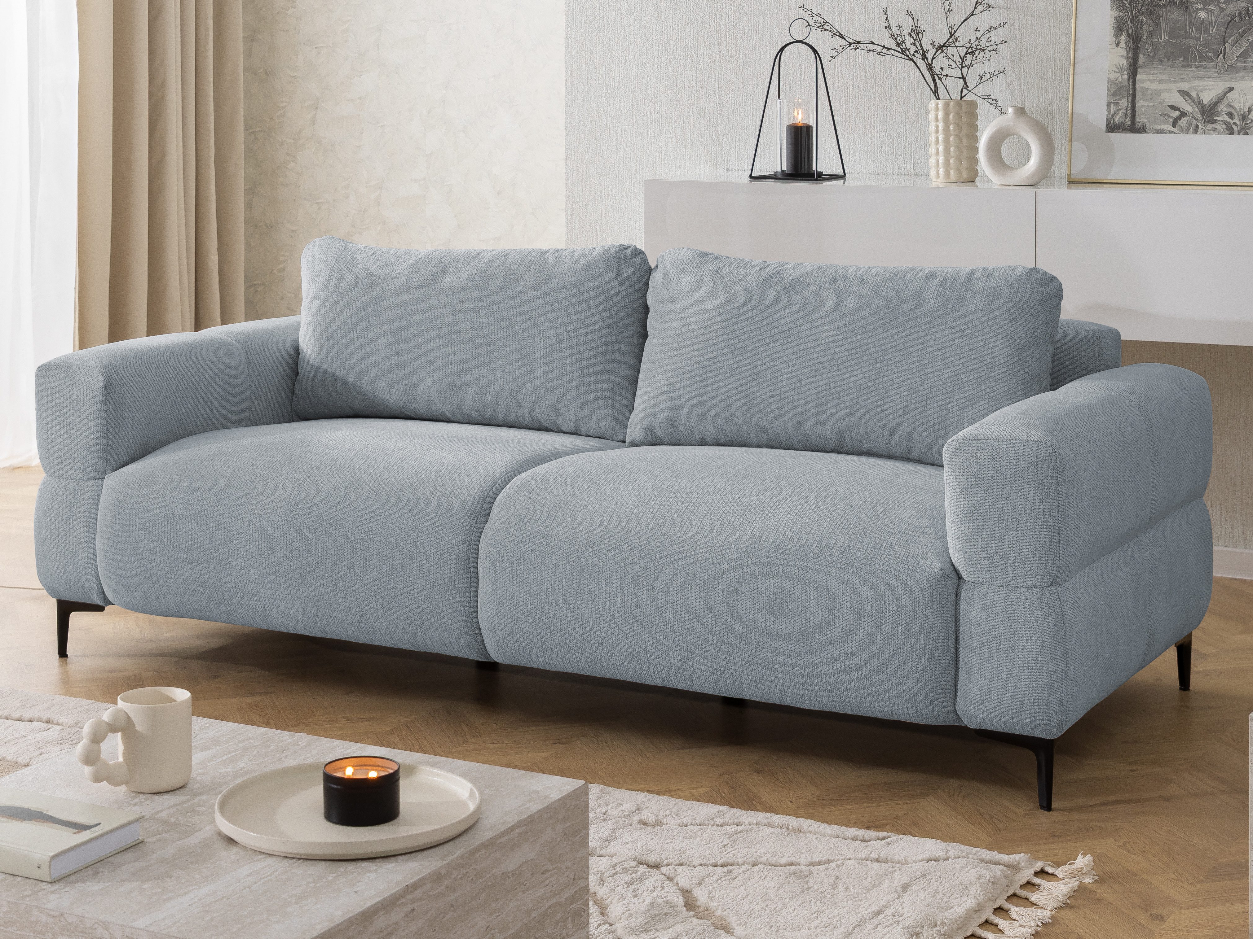 S-Style Möbel 3-Sitzer Sofa Cardea in Bubble-Optik aus weichem Strukturstoff, mit Wellenfederung und hohem Sitzkomfort