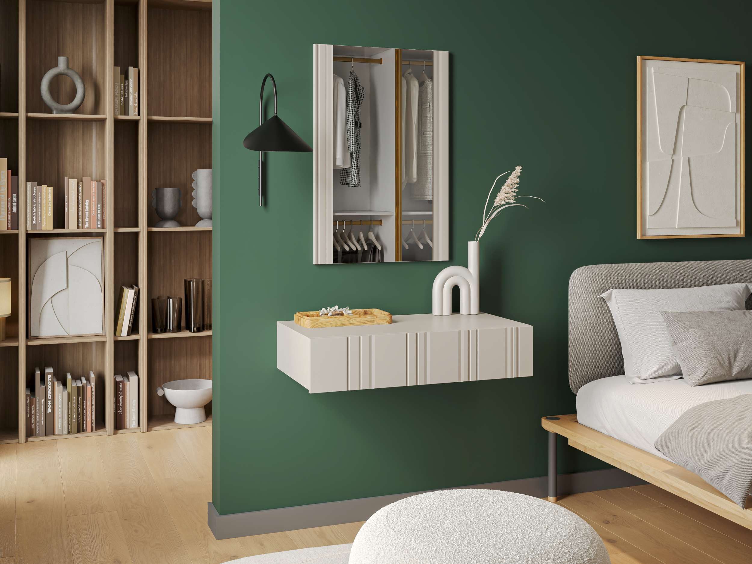 99rooms Schminktisch Kreut (Frisiertisch, Frisierkommode), Modern Design, bietet viel Platz und Abstellfläche, PUSH-CLICK