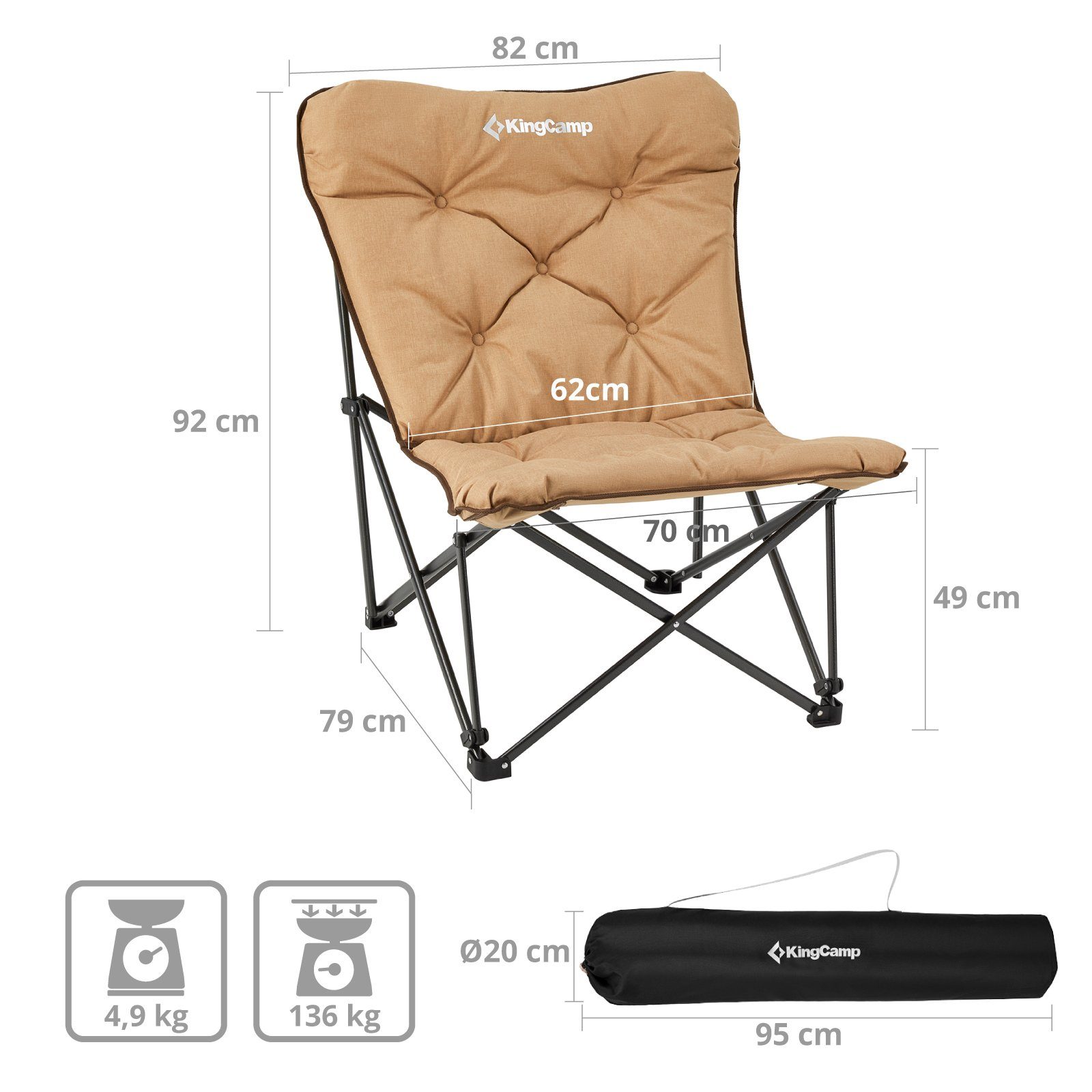 KingCamp Campingstuhl Campingstuhl Lindon Relax Schmetterlingsstuhl, günstig online kaufen
