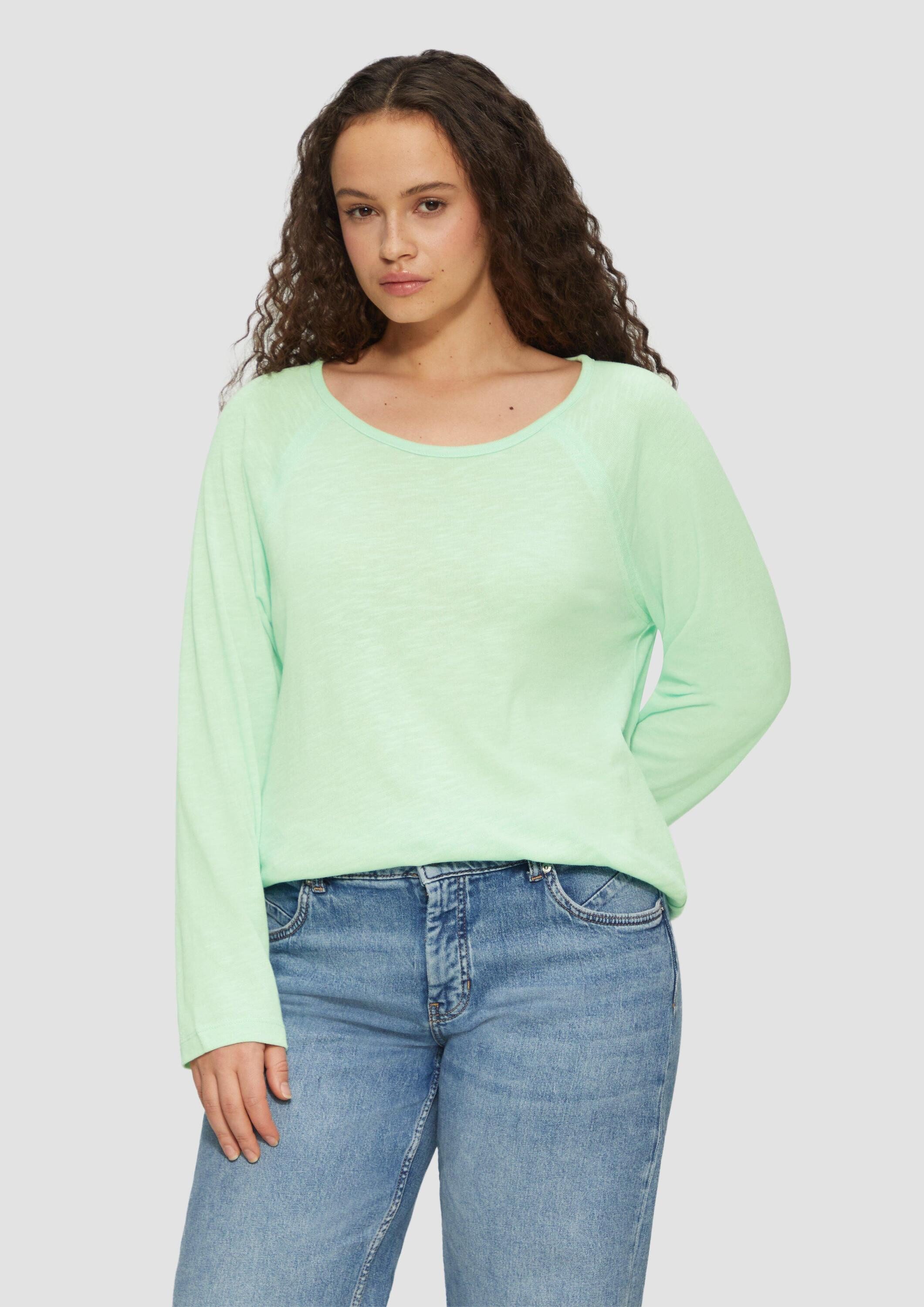 s.Oliver Langarmshirt Hemd T-Shirt mit Flammgarnstruktur aus Baumwollmix