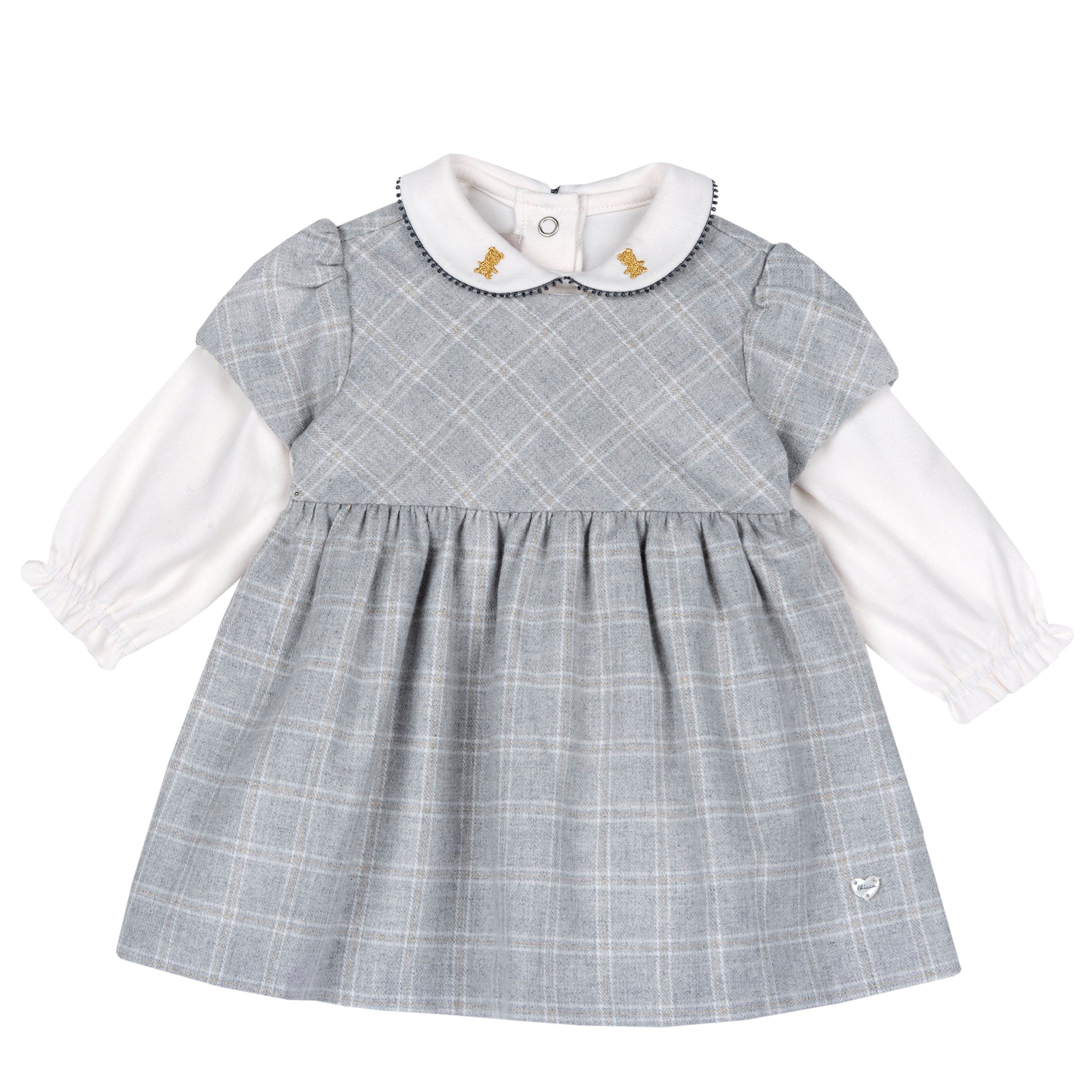 Chicco A-Linien-Kleid Kleid (1-tlg) weicher Baumwollstoff, Knopfleiste am Rücken, Kinder Kleid