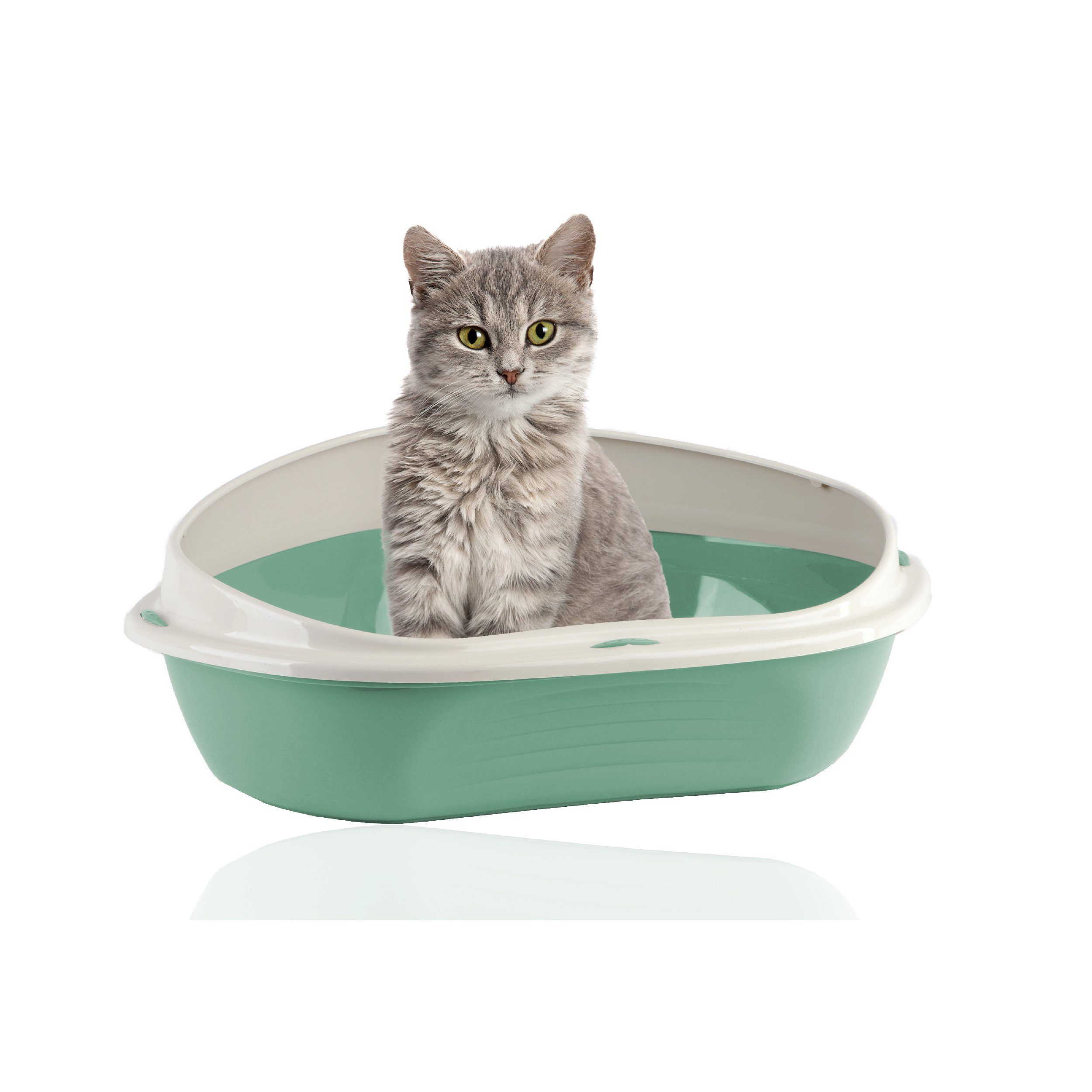 Katzenecktoilette Eckiges Katzenklo Katzentoilette groß mit hohem Rand, platzsparend