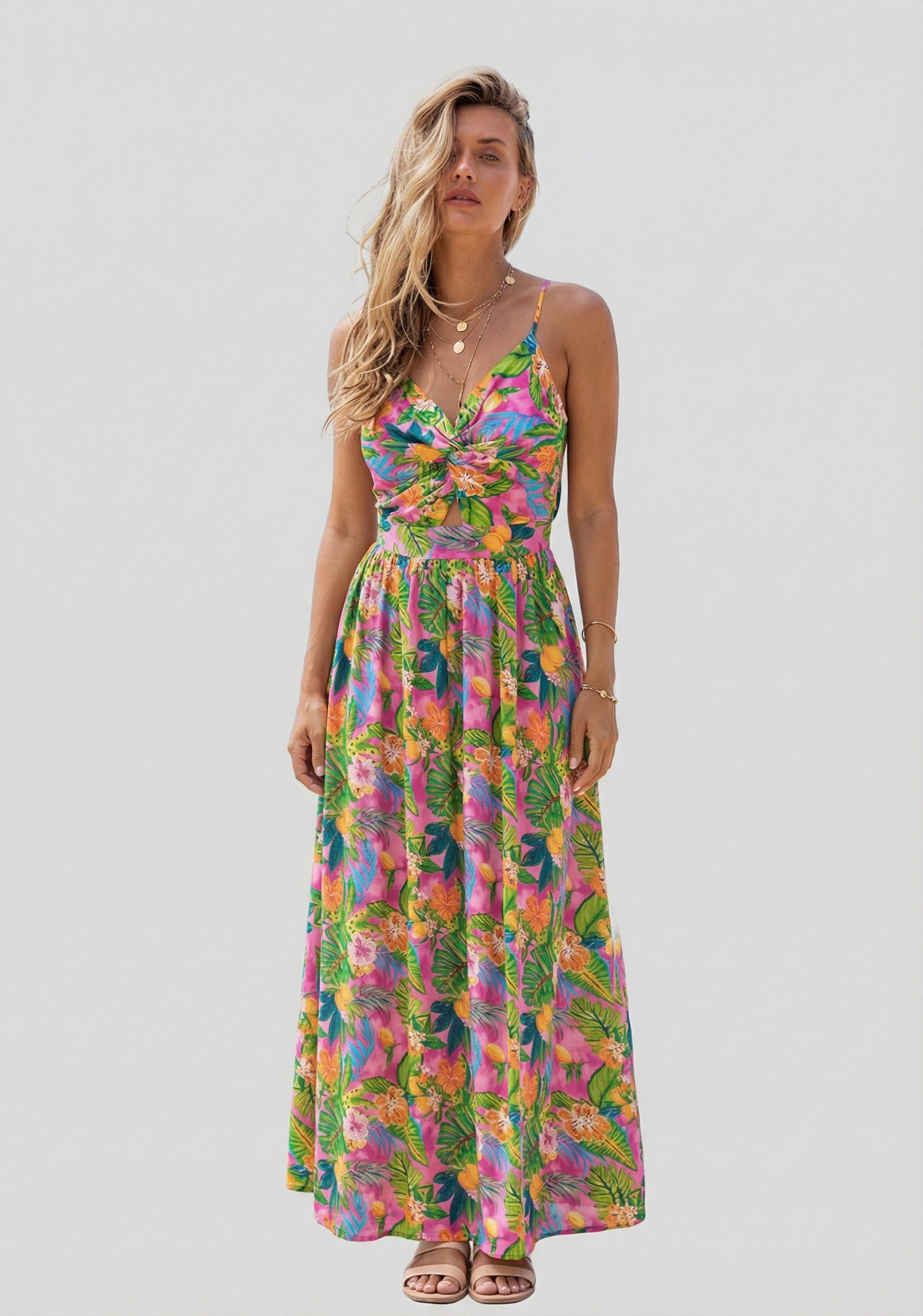 Cupshe Midikleid Ärmelloses Spaghettiträgern Urlaub in einfarbig günstig online kaufen
