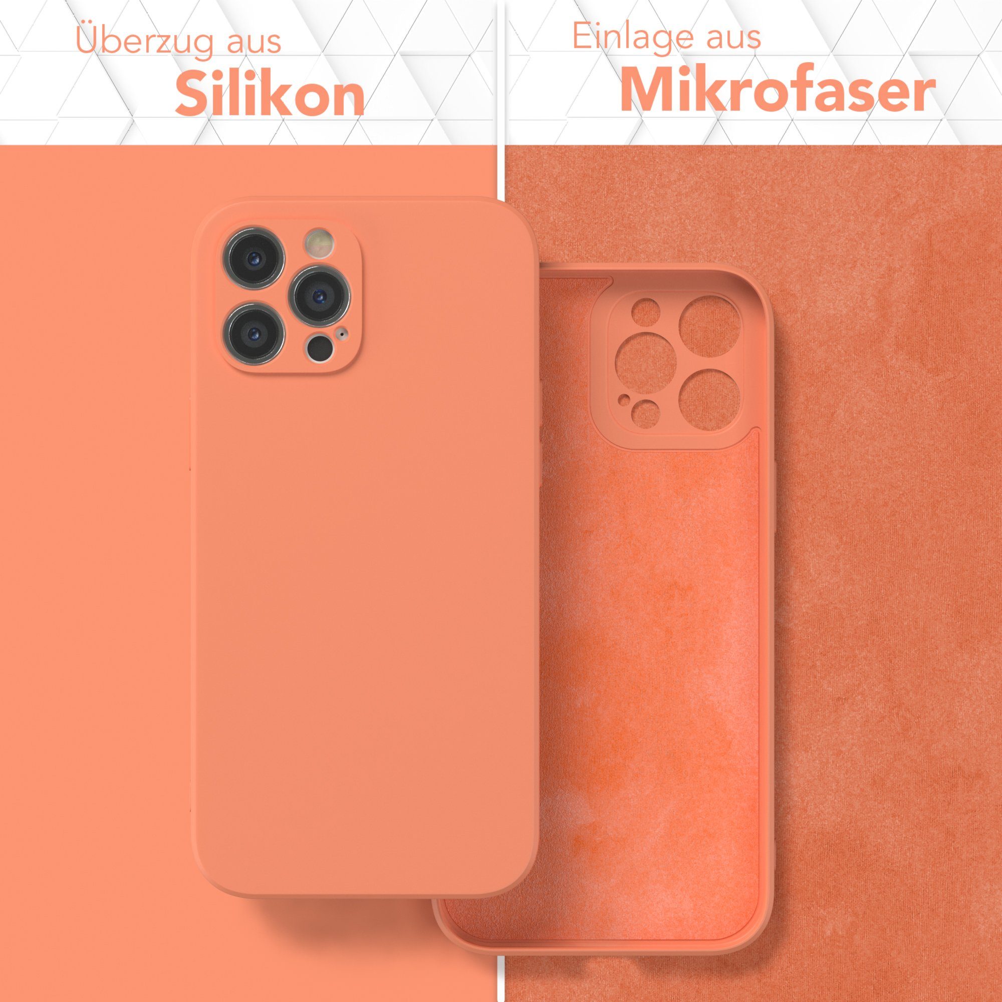 EAZY CASE Handyhülle für Apple iPhone 12 Pro Max Hülle Silikon 6,7 Zoll, Schutzhülle mit Kameraschutz telefonhülle elastisch bumper tpu Orange