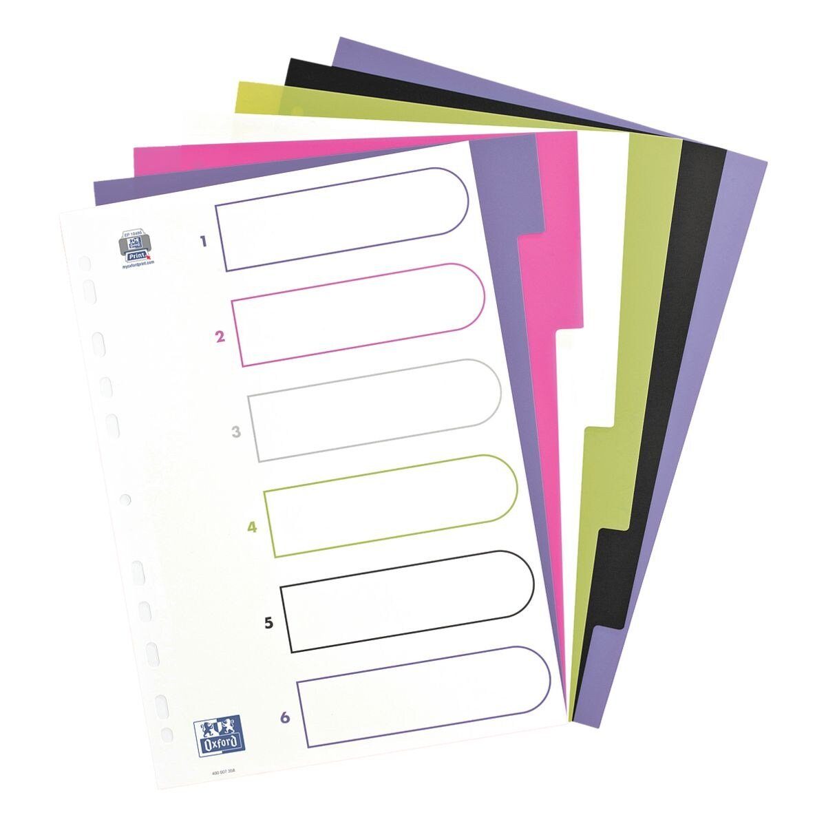 OXFORD Aktenordner MyColour, Register blanko, 6-tlg., DIN A4, Kunststoff