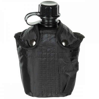 MFH Feldflasche US Plastikfeldflasche, Nylonbezug, schwarz, 1 l, BPA-frei