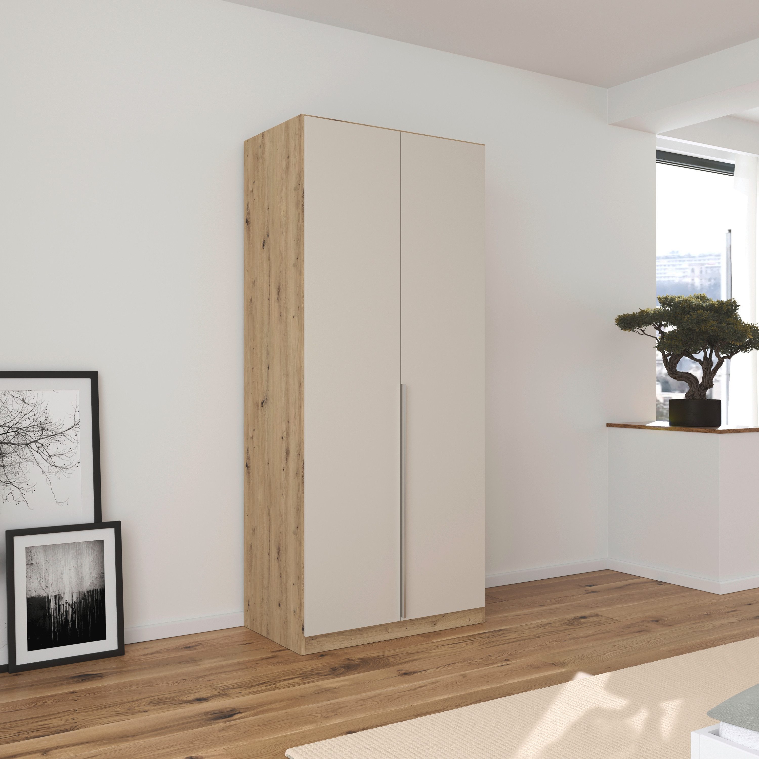 OTTO home Drehtürenschrank Kleiderschrank Schrank Garderobe AGORDO Schlafzimmer (in zwei Griff-Farben, Breiten 91-405 cm, Dekor- oder Hochglanzfront) durchdachte Innenausstattung, in 8 Breiten und 2 Höhen MADE IN GERMANY