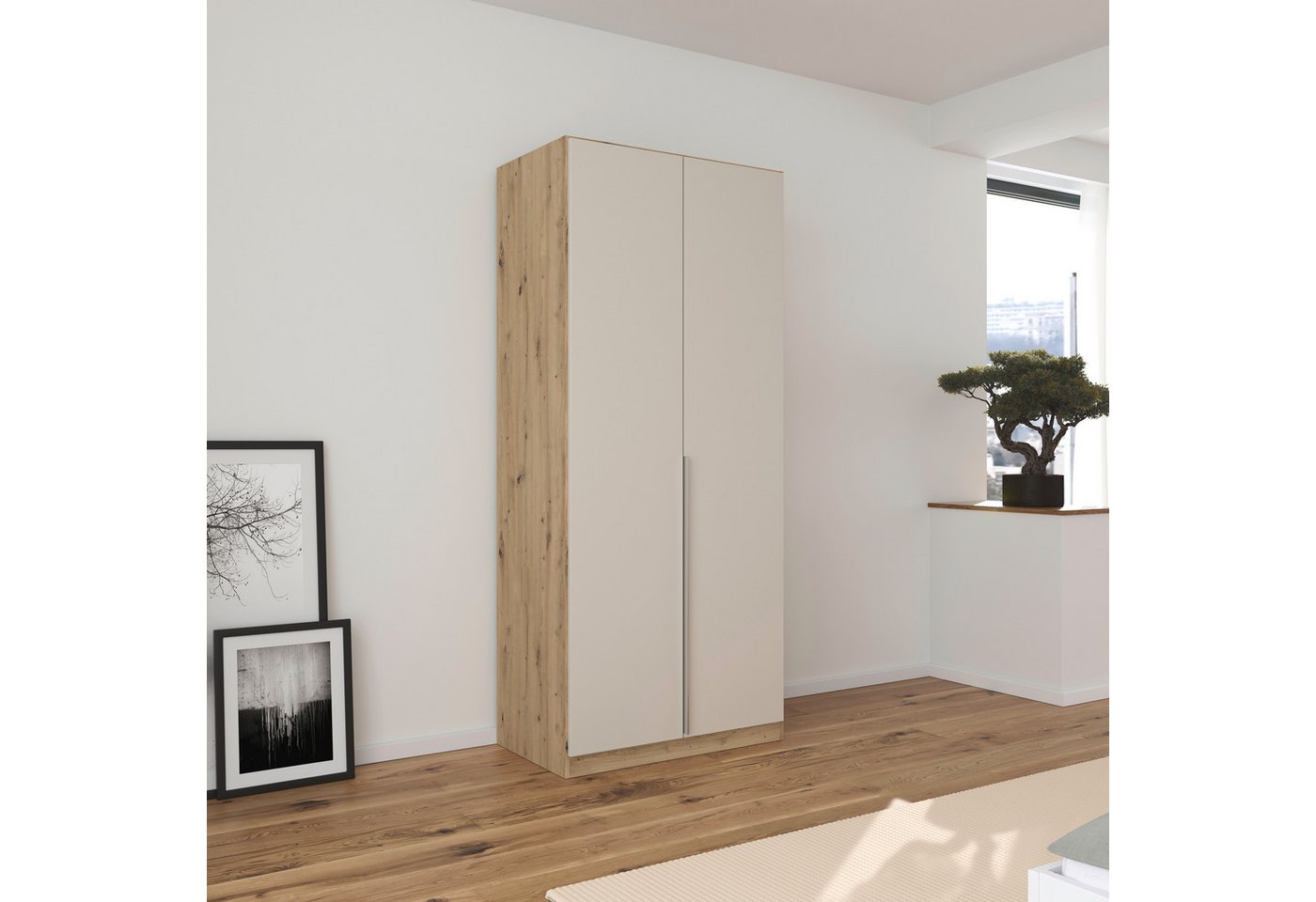 OTTO home Drehtürenschrank Kleiderschrank Schrank Garderobe AGORDO Schlafzimmer (in zwei Griff-Farben, Breiten 91-405 cm, Dekor- oder Hochglanzfront) durchdachte Innenausstattung, in 8 Breiten und 2 Höhen MADE IN GERMANY