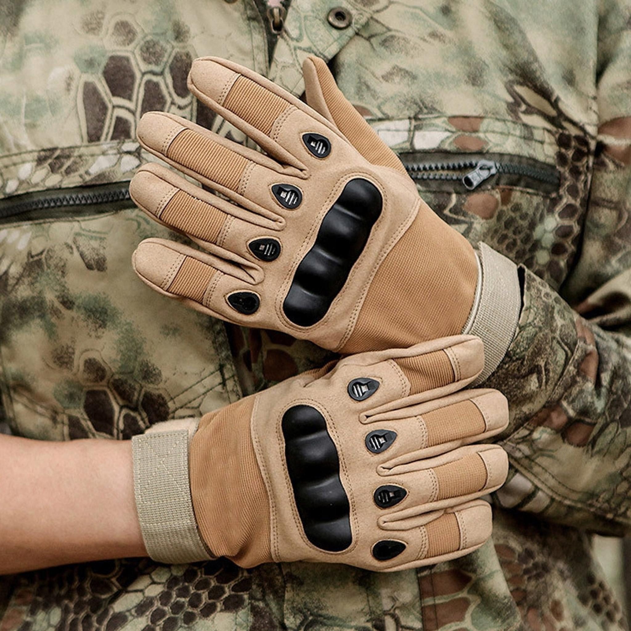 LA CUTE Multisporthandschuhe Überlebens-Motorrad-Kampf-Taktische Handschuhe für Männer – L, Braun (Überlebens-Motorrad-Kampf-Taktische Handschuhe, Praktische, langlebige Handschuhe) Robuste Nylonhandschuhe mit verstärktem Schutz für Knöchel und Hände.