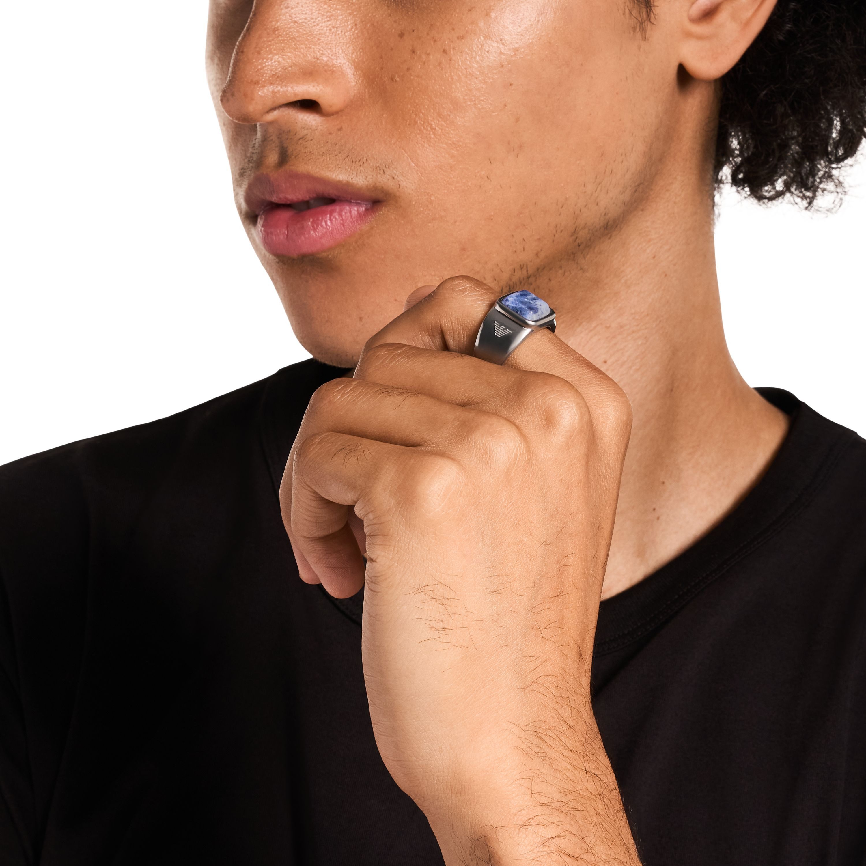 Emporio Armani Fingerring Schmuck Geschenk Edelstahl, mit Achat oder Sodalith
