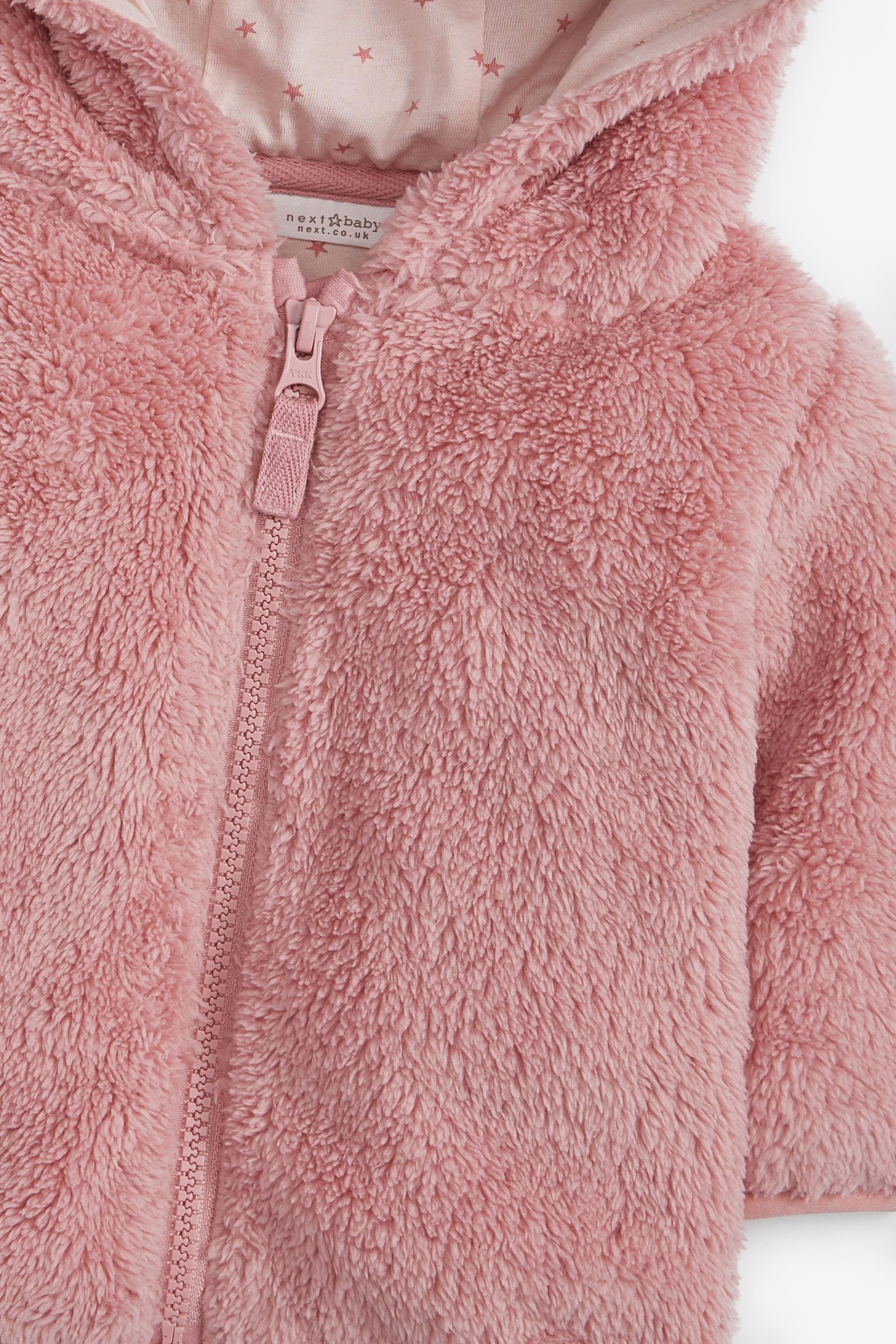 Kapuzenfleecejacke Fleece Kuschelige aus Jacke Pink mit (1-St) Bärenmotiv Next