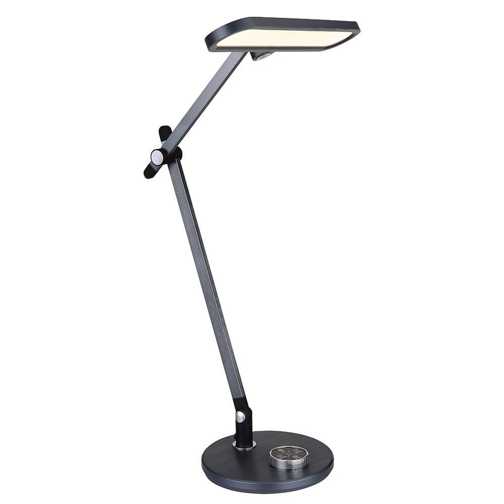GLOBO LIGHTING Schreibtischlampe, LED-Leuchtmittel fest verbaut, Farbwechsel, Neutralweiß, Kaltweiß, Warmweiß, Tageslichtweiß, LED Tischleuchte Schreibtischlampe Drehdimmer grau CCT Timer H 53 cm