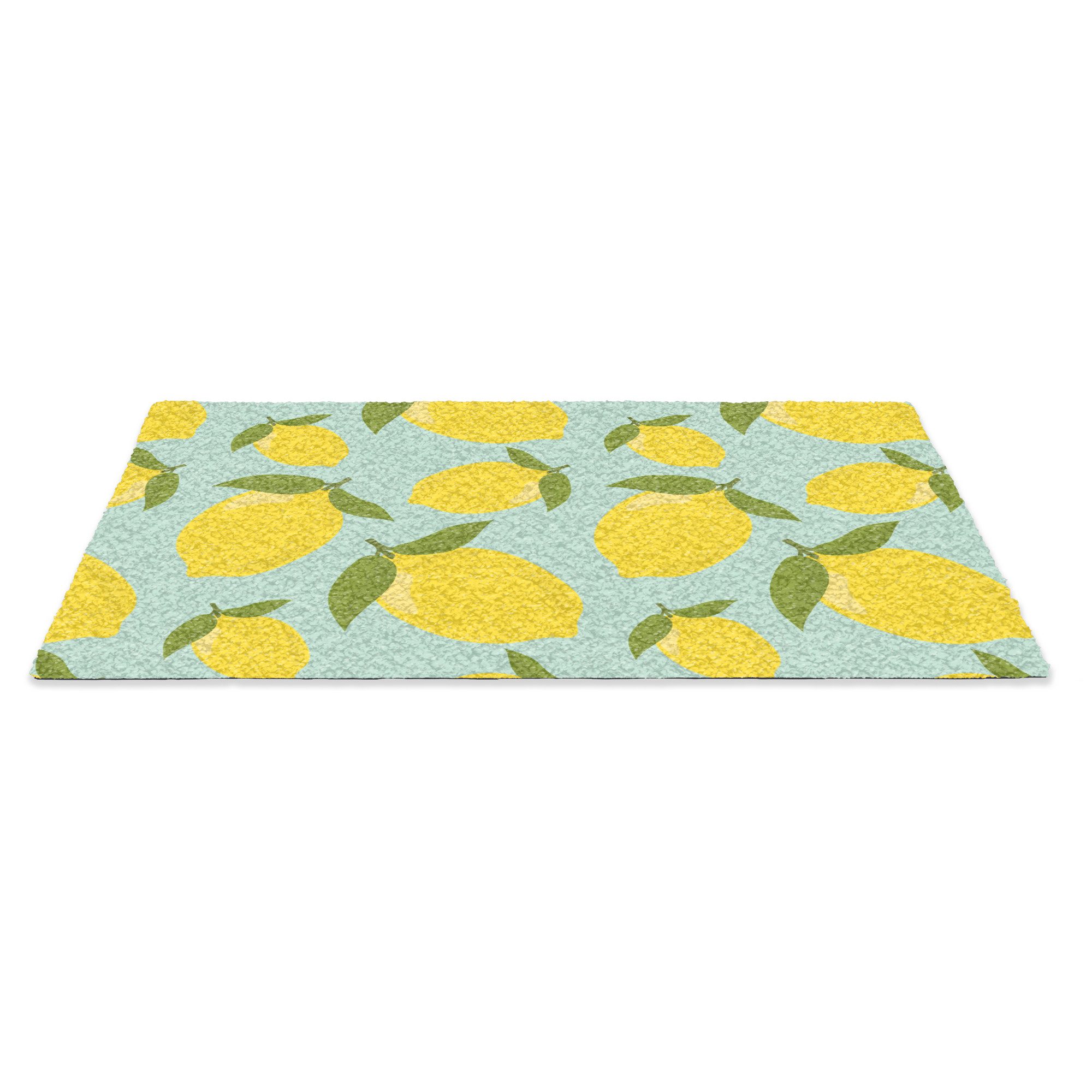 MuchoWow Fußmatte Muster Zitronen - Gelb - Blau - Muster - Früchte, Rechtec günstig online kaufen