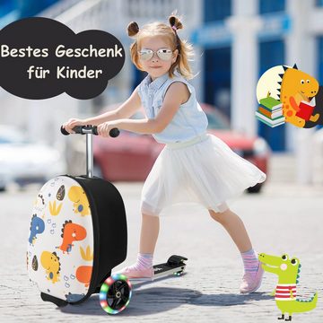 COSTWAY Kinderkoffer Scooter, klappbar, mit LED Rädern & Bremse