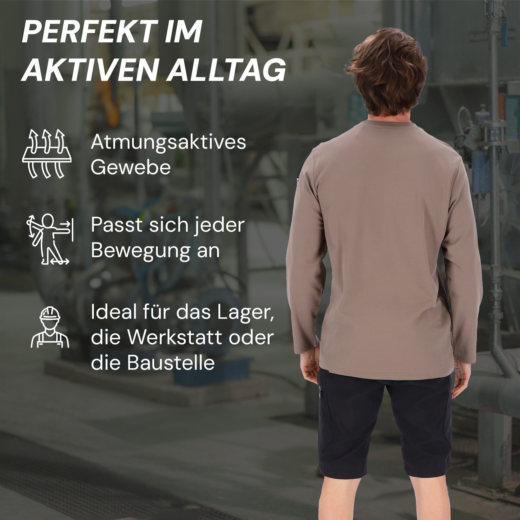 PUMA Workwear Longsleeve ADVANCED Langarm Shirt Herren mit Utility Fach am Oberarm Robustes und atmungsaktives Gewebe - Für Handwerk und Logistik – Bild 4 von 5