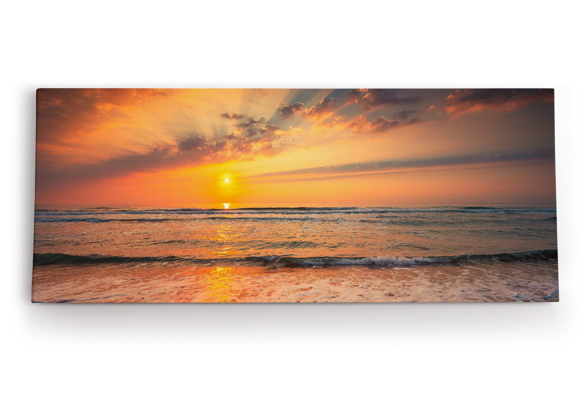 Leinwandbild Sonnenuntergang über den Meer Strand Himmel