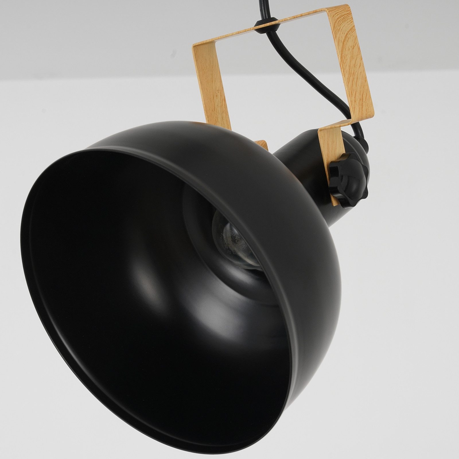 ZMH Pendelleuchte Eisen Schwarz E27 1/3-flammig höhenverstellbar für Esszimmer, 1-flammig, ohne Leuchtmittel, E27-Fassung, 25 W, ohne Leuchtmittel, Industrial – Bild 3 von 5