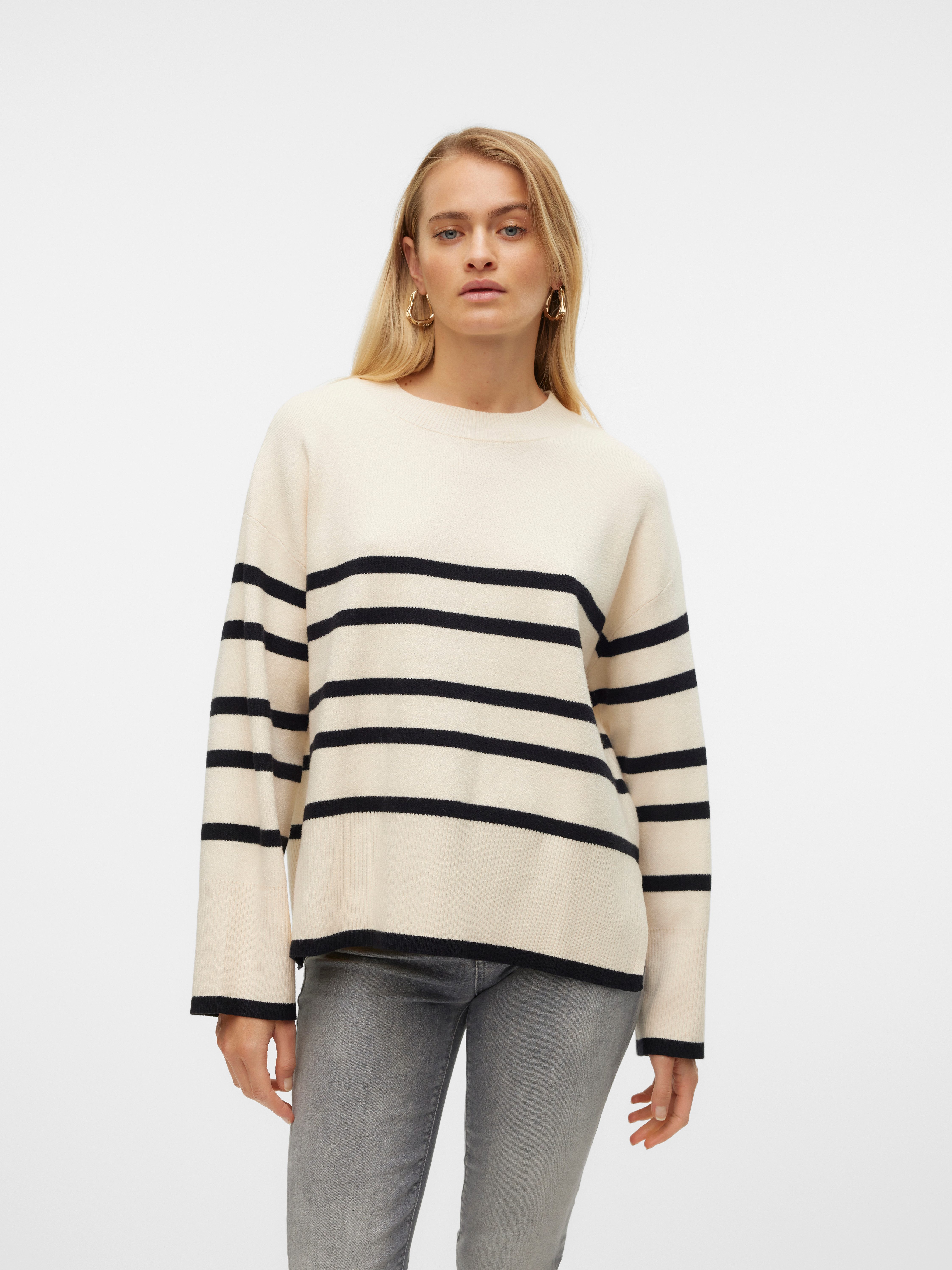 Vero Moda Rundhalspullover VMSABA LS O-NECK STRIPE PULLOVER GA NOOS mit Streifenmuster