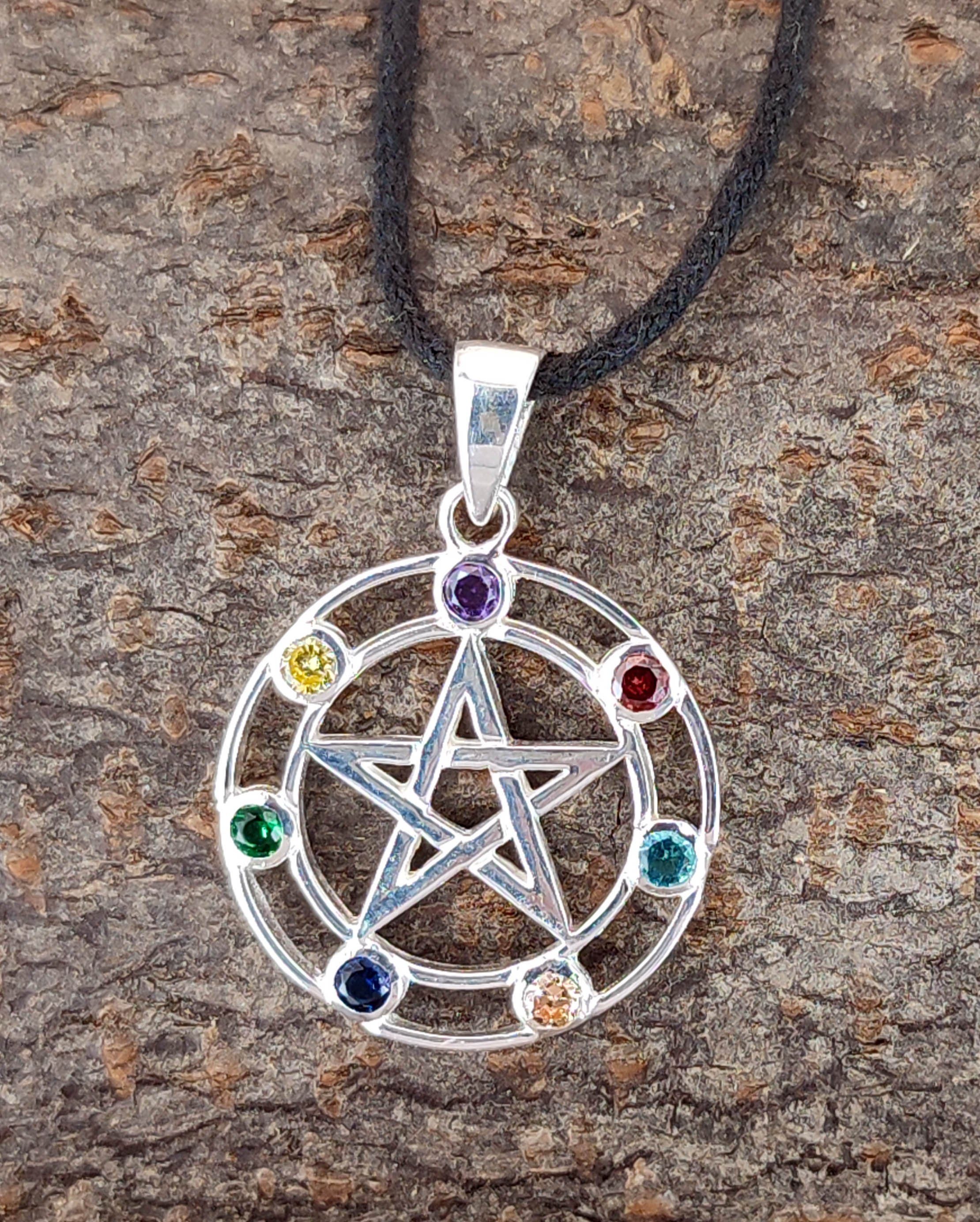 Kiss of Leather Kettenanhänger Pentagramm Anhänger Pentagram Schutz weiße Magie Zauber Wicca Nr.418