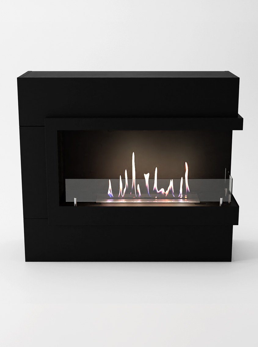 GLOW FIRE Echtfeuer-Dekokamin Halden Mini rechts Ethanol Kamin, Bioethanol Kamin mit 3h Brenndauer, Heizleistung bis 2 kw