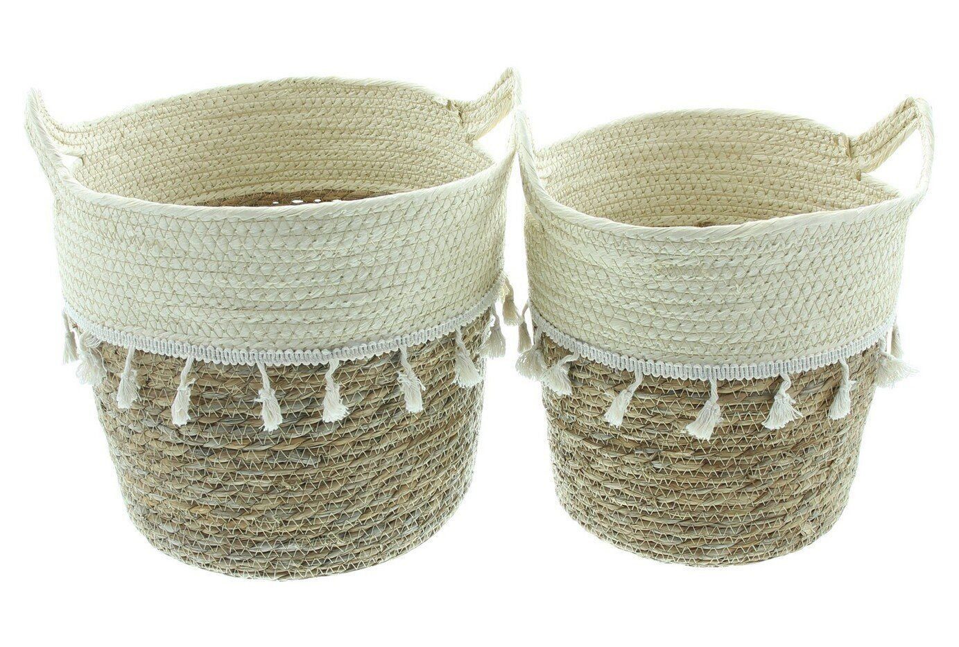 Aufbewahrungskorb Füllkorb Boho Aufbewahrungskorb Korb Griffe Pflanzkorb Natur 2er Set