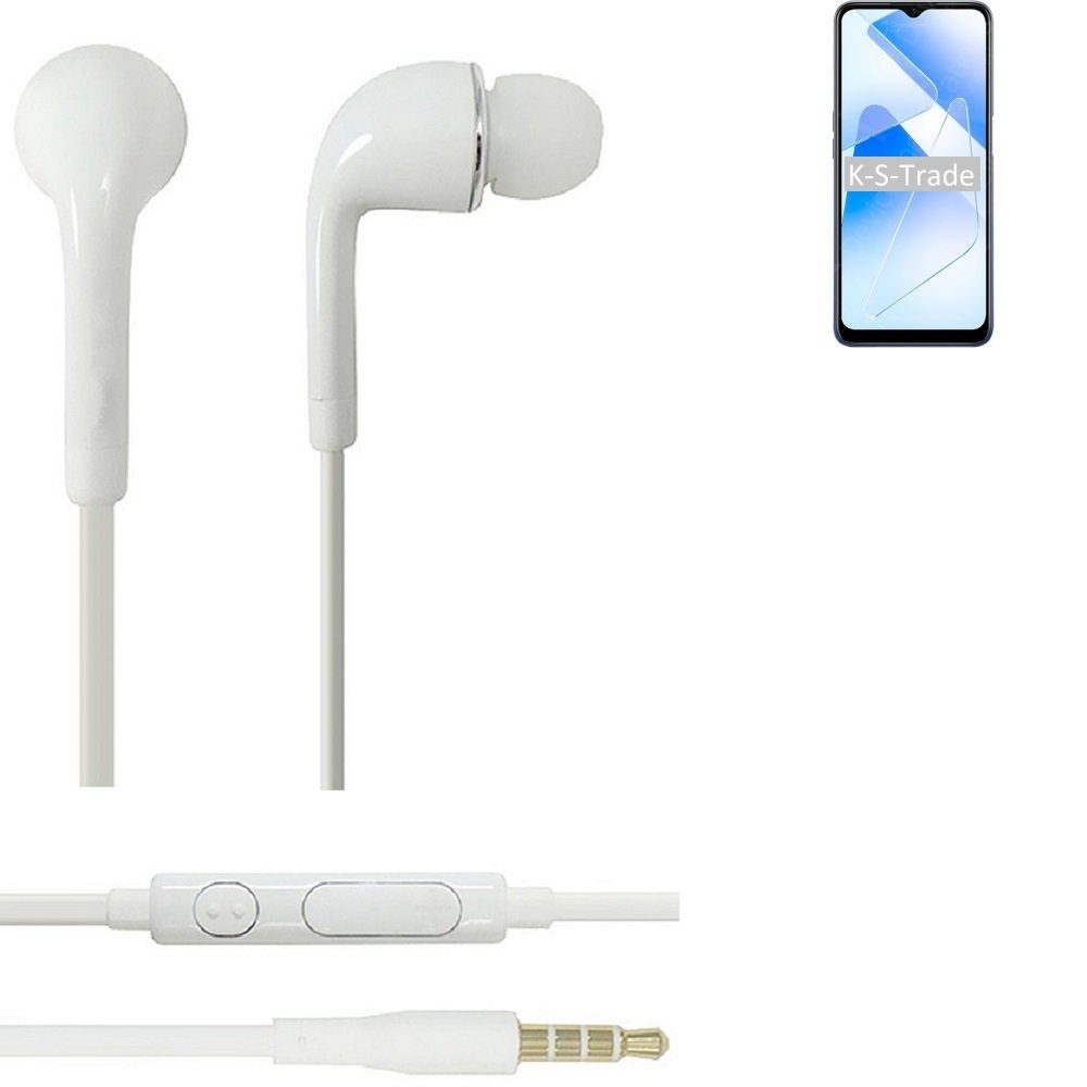 K-S-Trade für Oppo A53s 5G In-Ear-Kopfhörer (Kopfhörer Headset mit Mikrofon u Lautstärkeregler weiß 3,5mm)