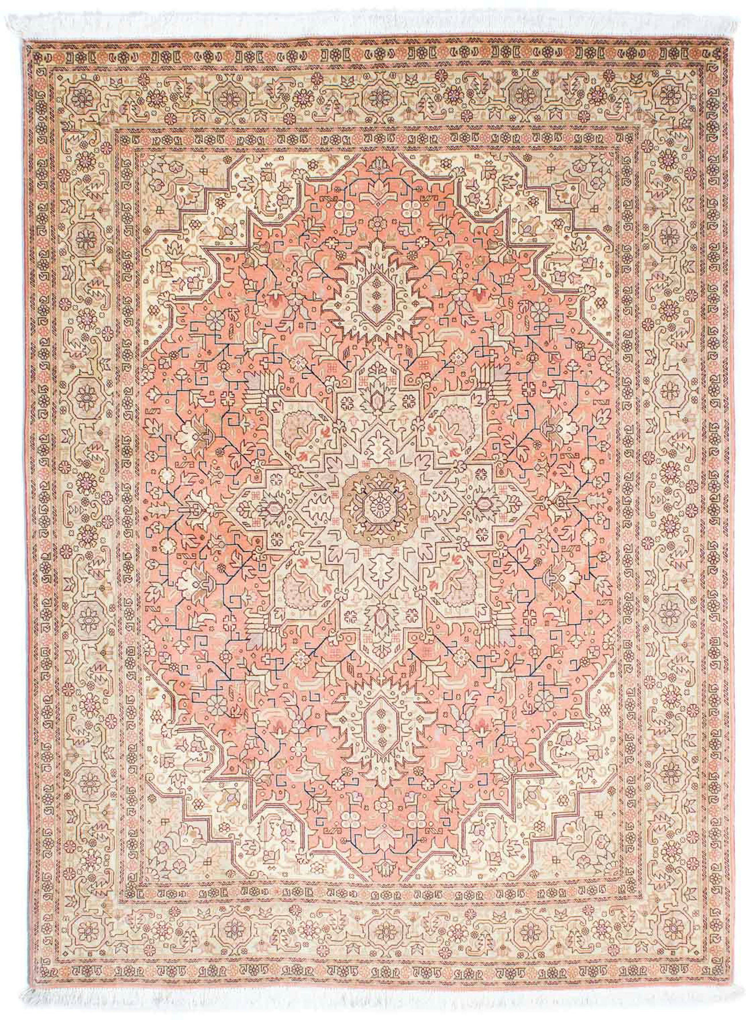 Orientteppich Perser - Täbriz 152 morgenland, Höhe: - mit beige, Handgeknüpft, rechteckig, cm Einzelstück Zertifikat x mm, - 210 Royal Wohnzimmer, 7 
