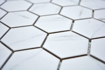 Mosani Mosaikfliesen Hexagonale Sechseck Mosaik Fliese Keramik weiß anthrazit Bad Küche