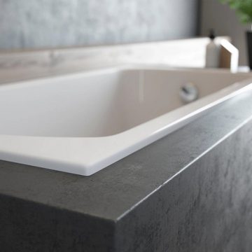 KOLMAN Badewanne Rechteck Quadro Slim 180x80, Wannenträger Styroporverkleidung, Ablauf VIEGA & Füße GRATIS