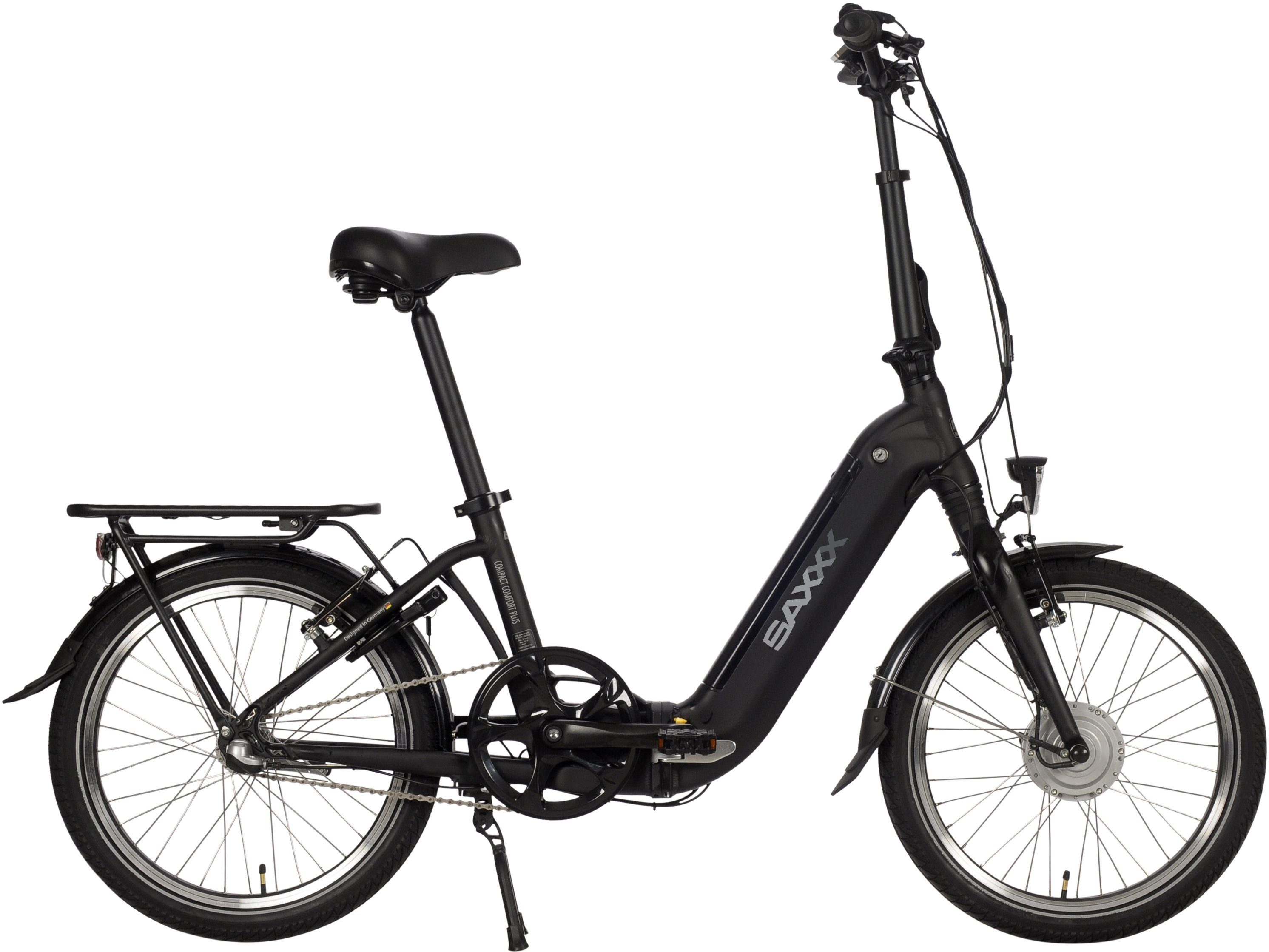 SAXXX E-Bike Compact Comfort Plus, 3 Gang, Nabenschaltung, Frontmotor, 360 Wh Akku | E-Falträder